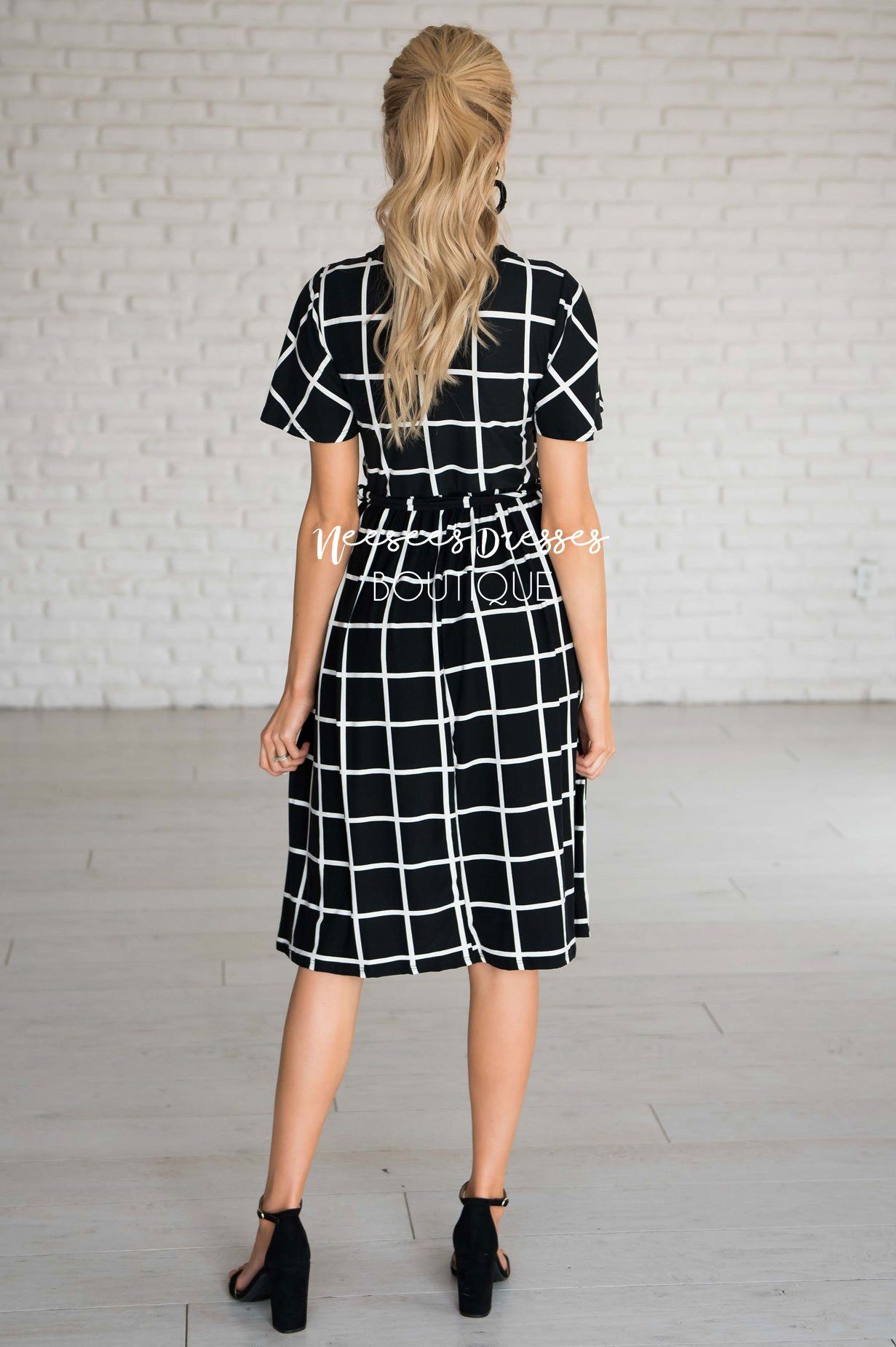 The Moxie Grid Print Dress Modest Dresses vendor-unknown