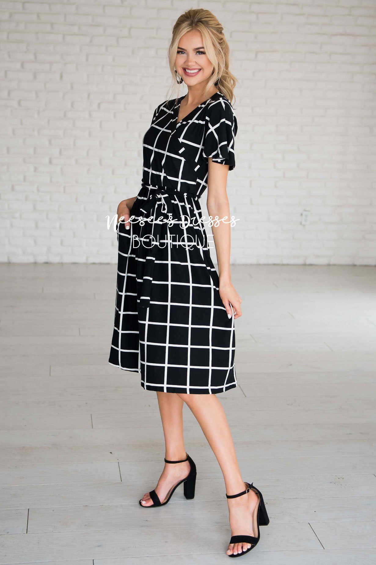 The Moxie Grid Print Dress Modest Dresses vendor-unknown