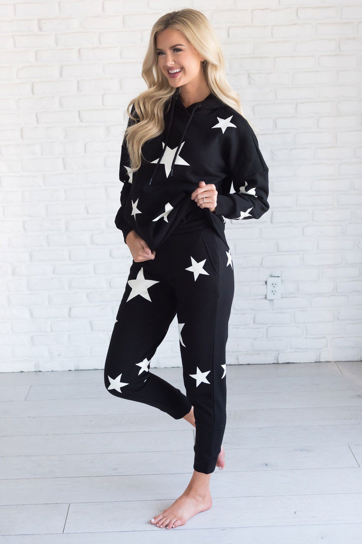 Amongst the Stars Hooded Sweat Set Tops vendor-unknown