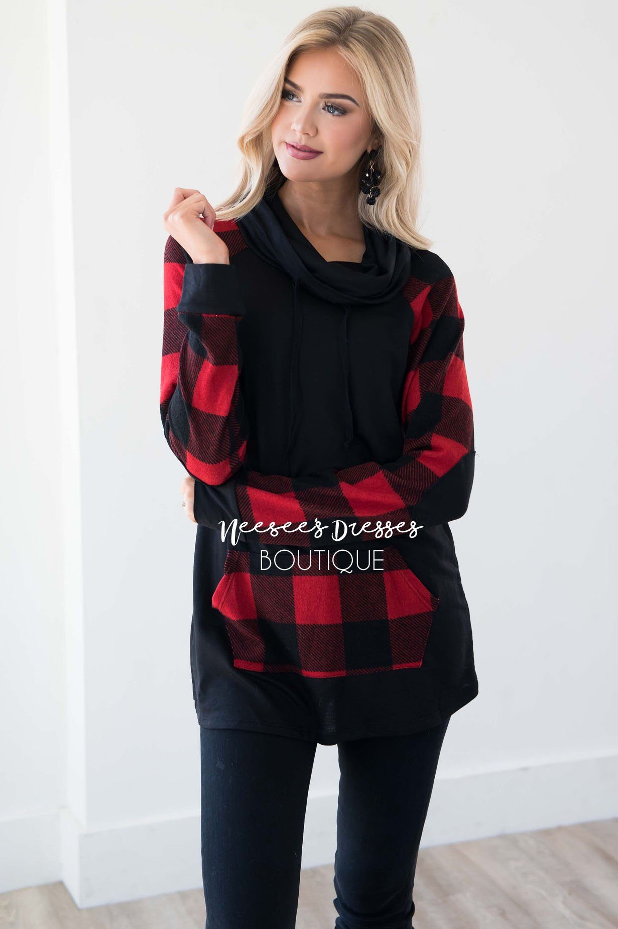 A Little Inspiration Plaid Elbow Patch Top Tops vendor-unknown