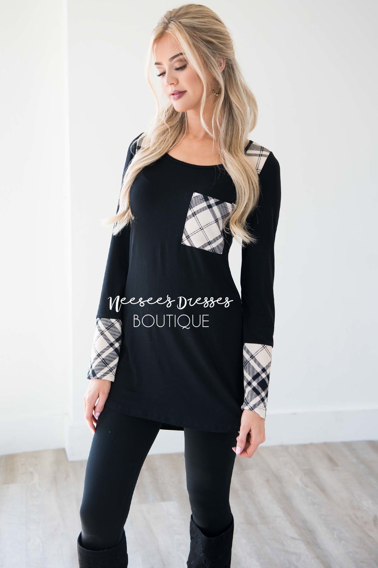 A Plaid Romance Tunic Tops vendor-unknown