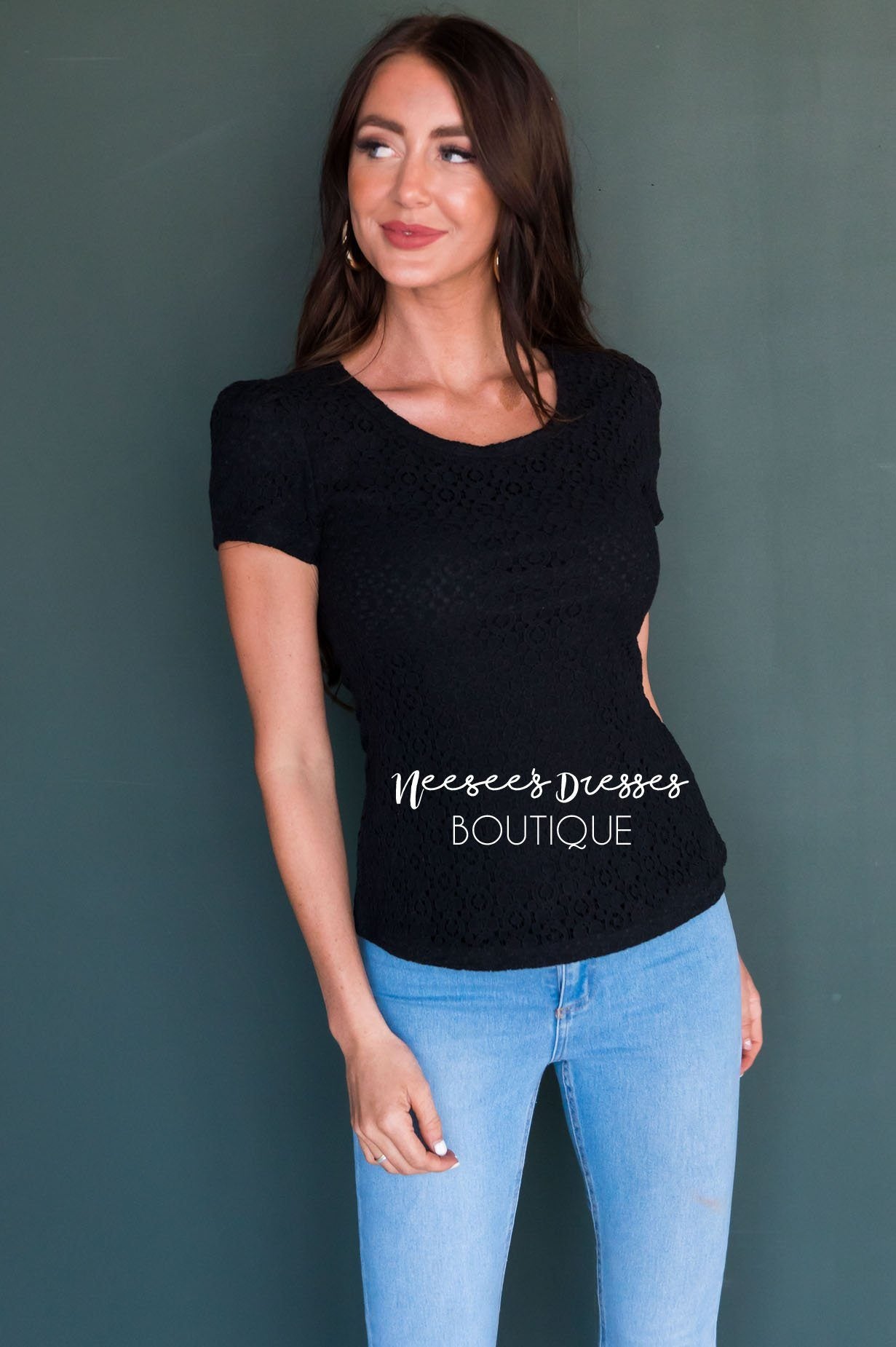 Eyelet Lace Blouse Tops vendor-unknown