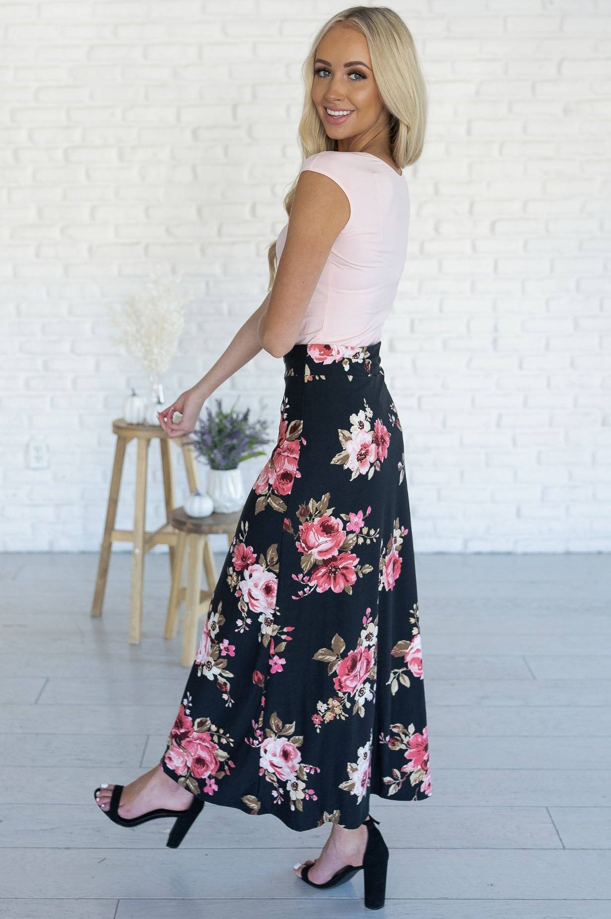 Just A Dream Modest Floral Skirt Modest Dresses vendor-unknown