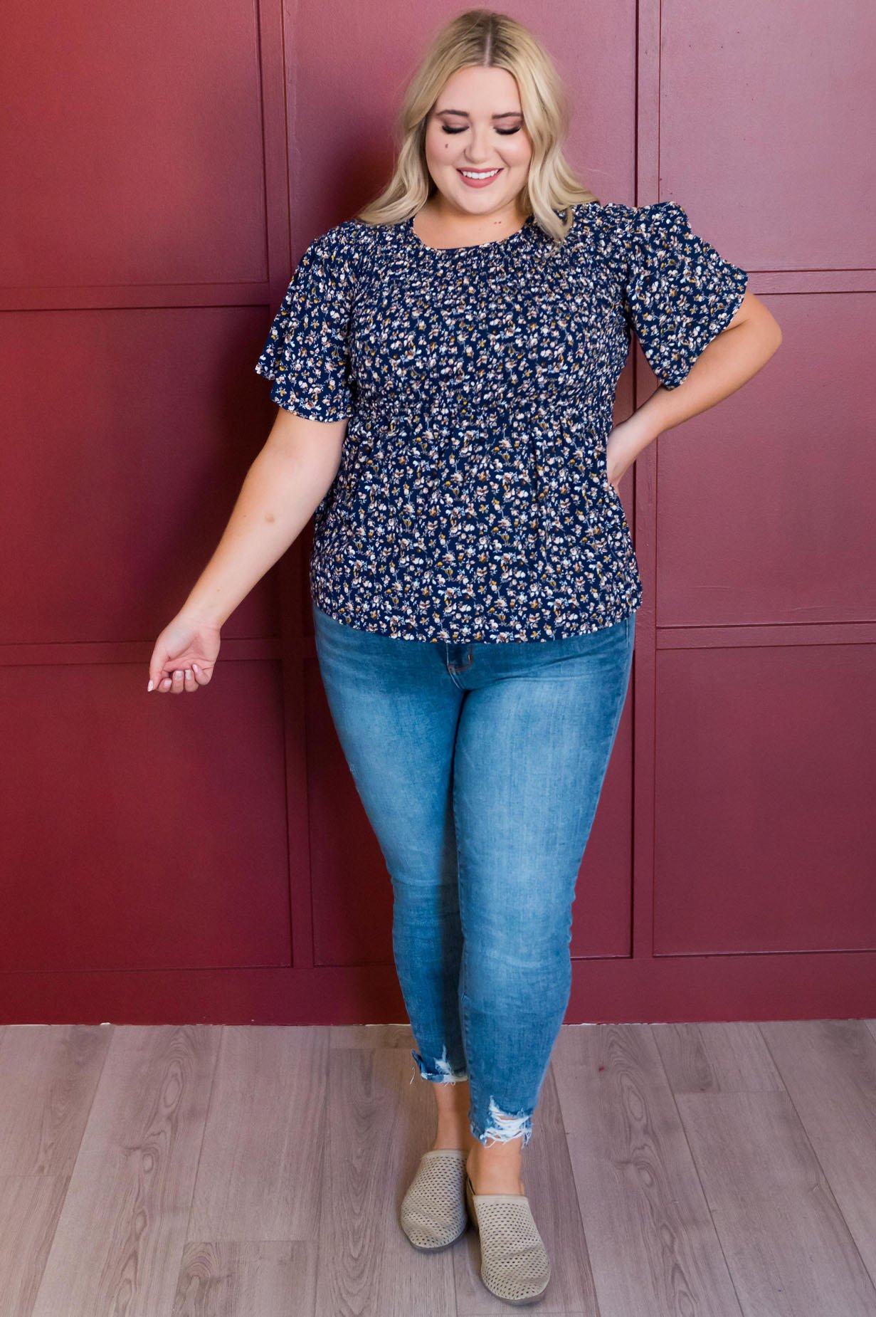 Midnight Blues Modest Blouse Tops vendor-unknown