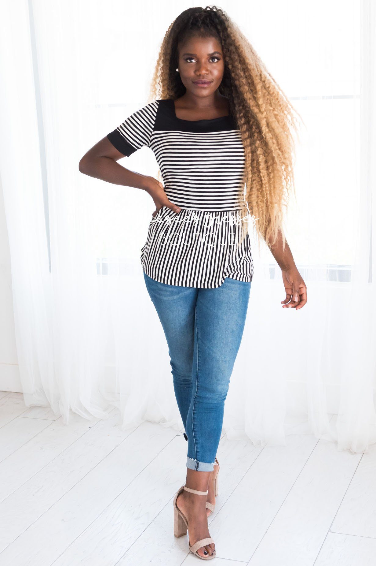 Always Smiling Peplum Blouse Tops vendor-unknown