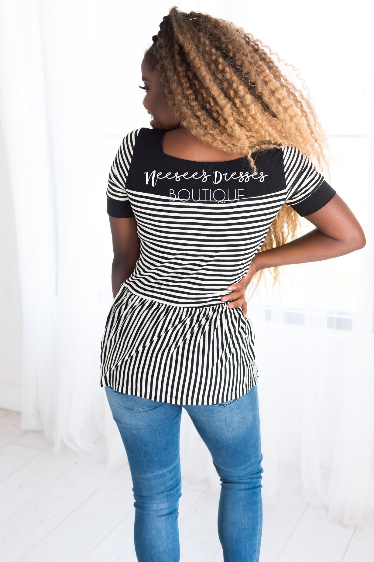 Always Smiling Peplum Blouse Tops vendor-unknown