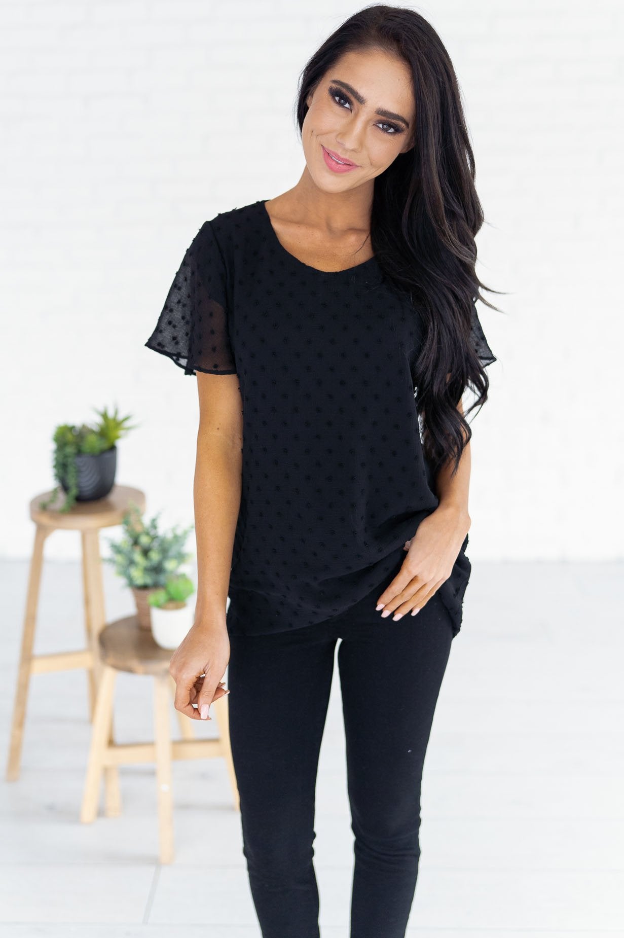 Gorgeous Swiss Dot Blouse Tops vendor-unknown