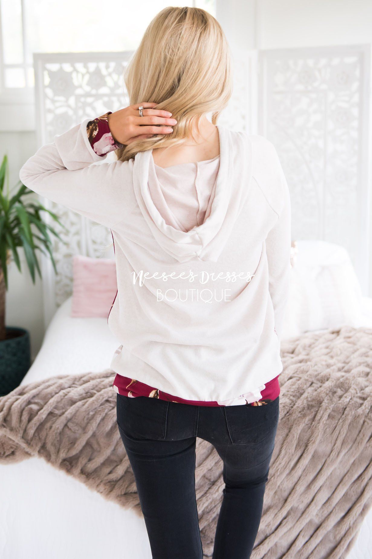 Blessed and Beautiful Floral Hoodie Modest Dresses vendor-unknown