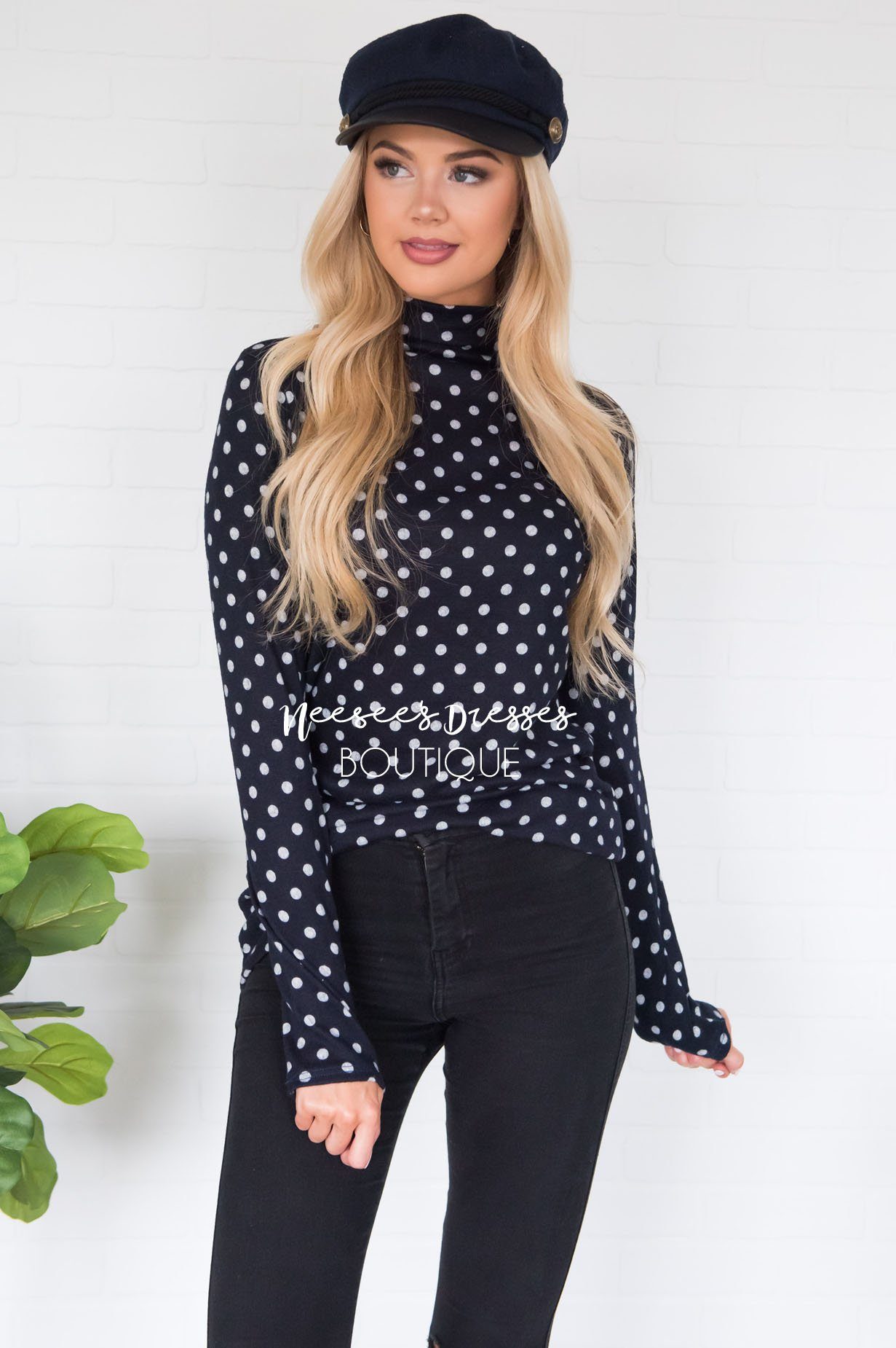 Happy Times Polka Dot Top Modest Dresses vendor-unknown