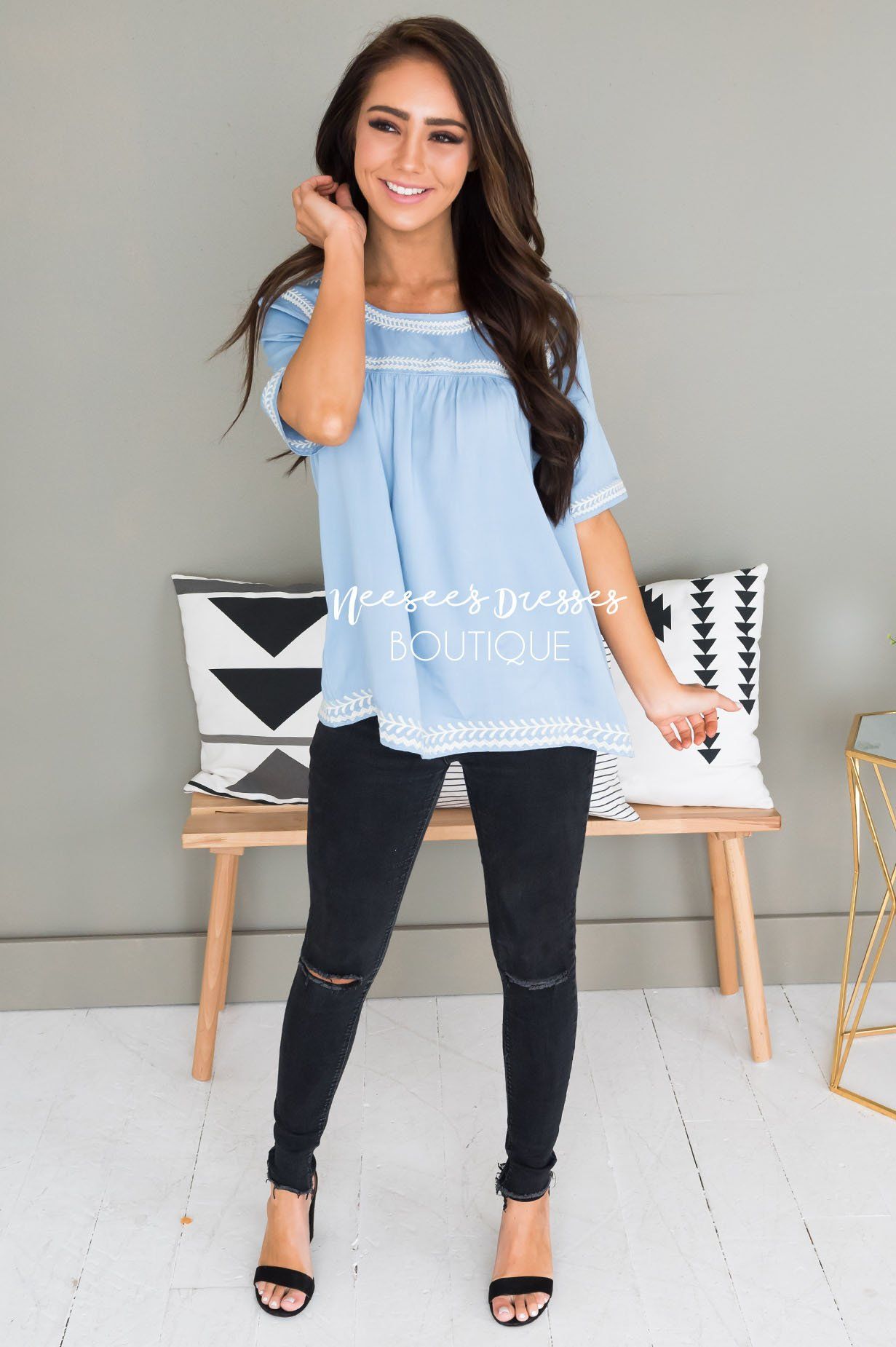 Always Charming Modest Blouse Tops vendor-unknown