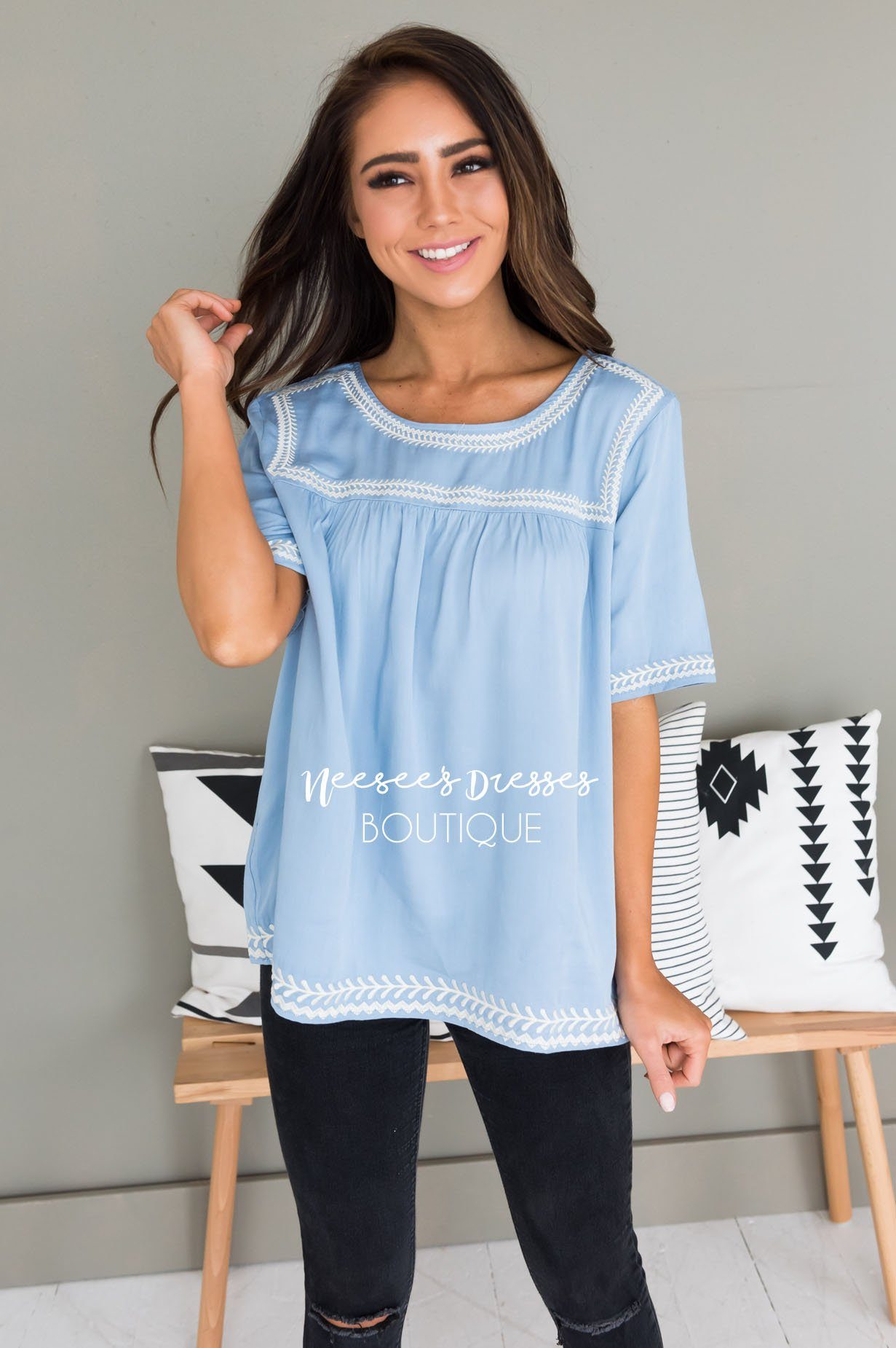 Always Charming Modest Blouse Tops vendor-unknown