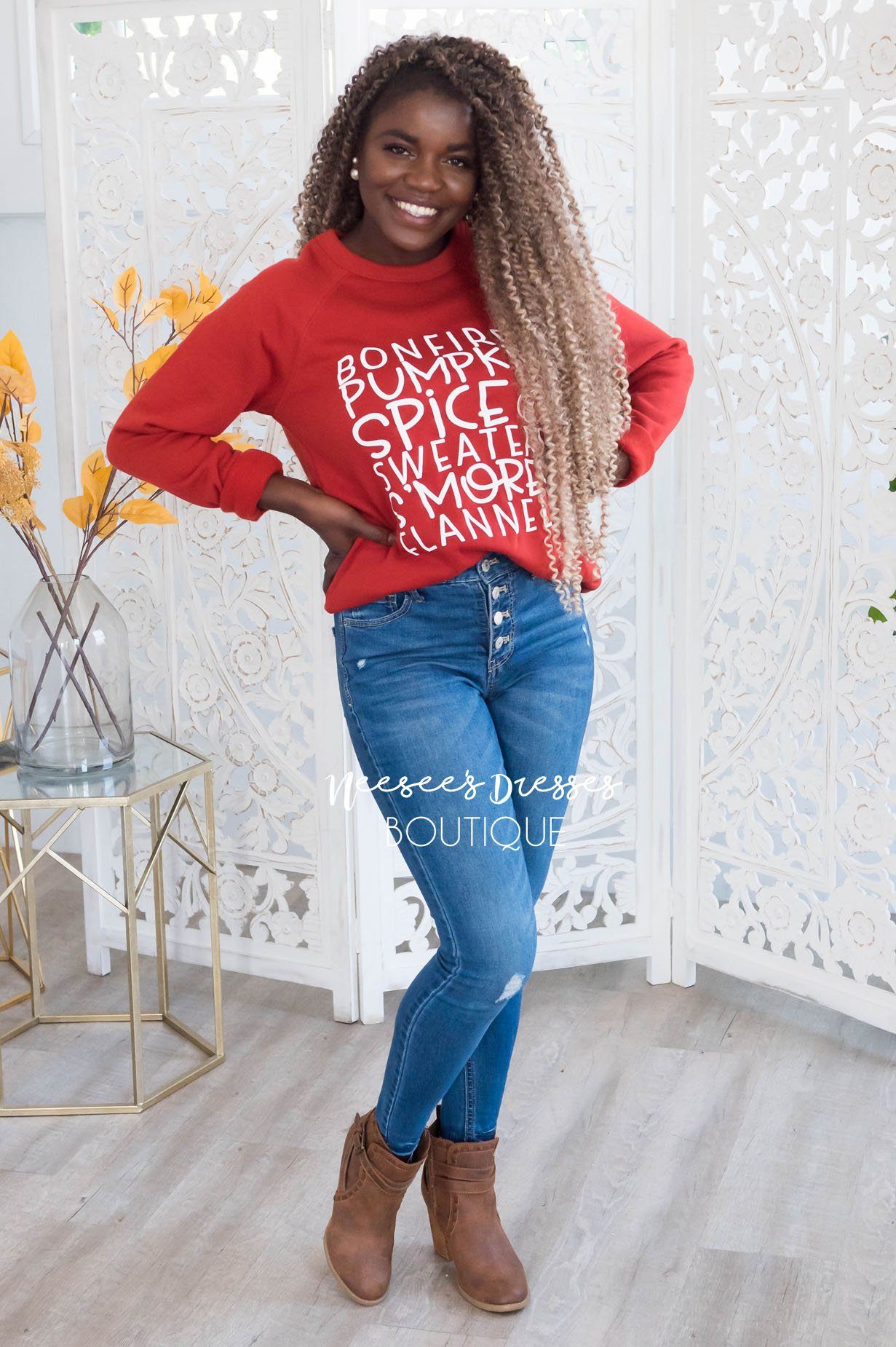 It's All About Fall Modest Sweatshirt Modest Dresses vendor-unknown