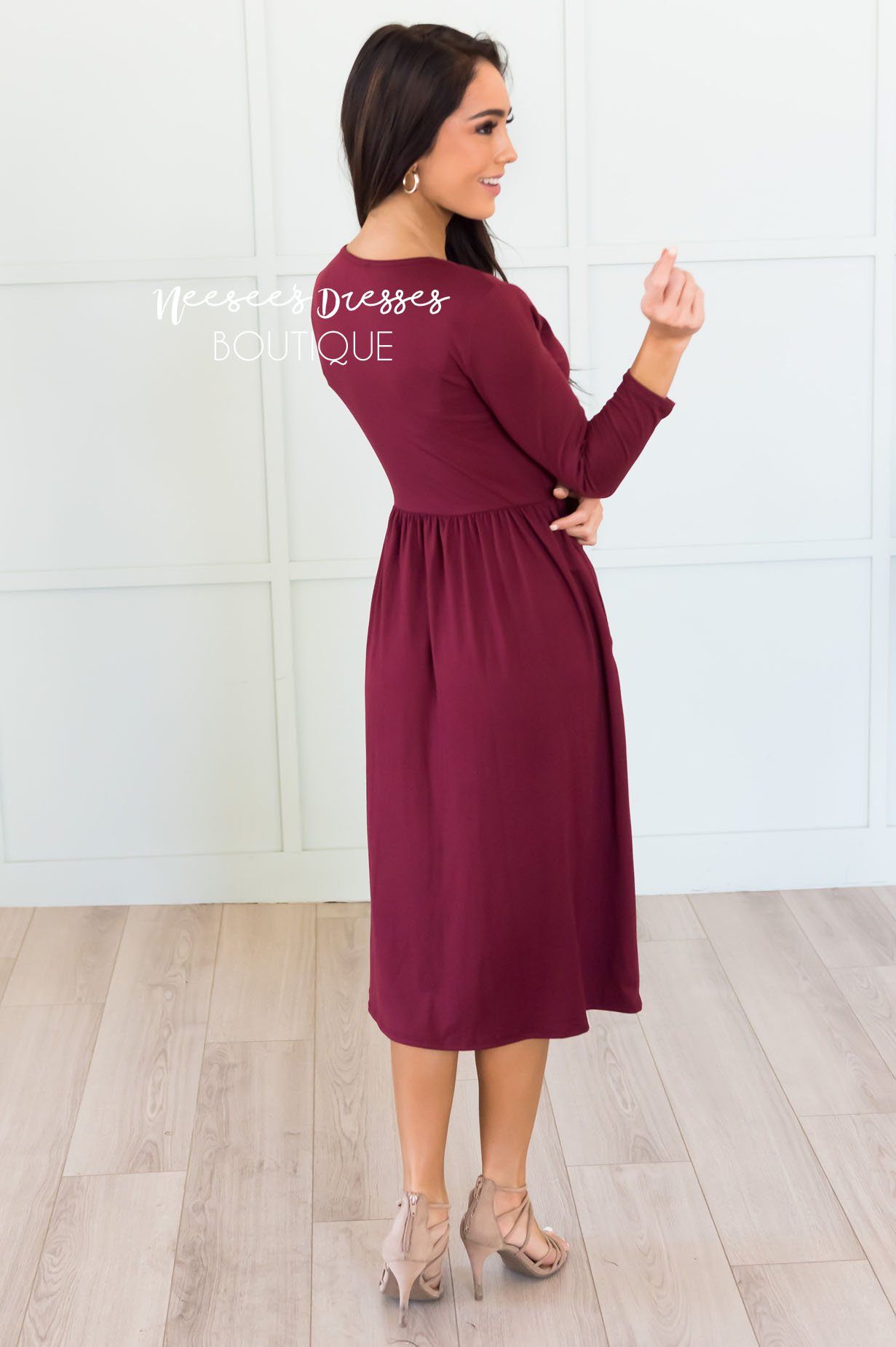 The Brandi 3/4 Length Sleeves Modest Dresses vendor-unknown