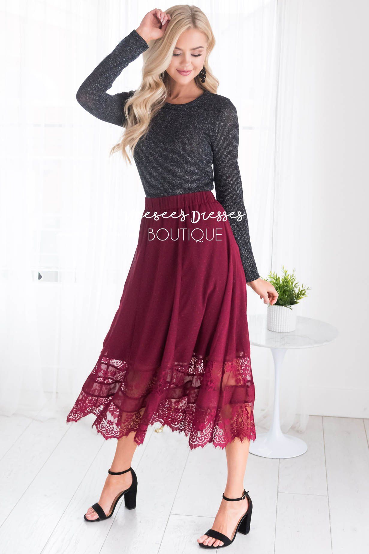 Sheer Joy Lace Skirt Modest Dresses vendor-unknown