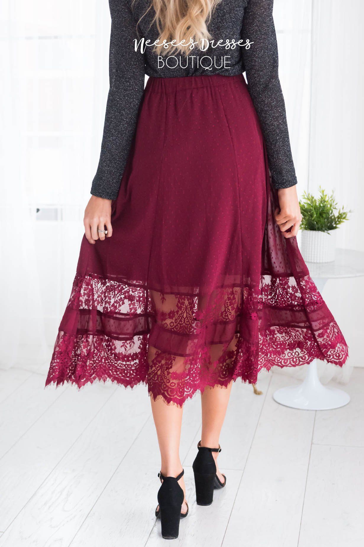 Sheer Joy Lace Skirt Modest Dresses vendor-unknown