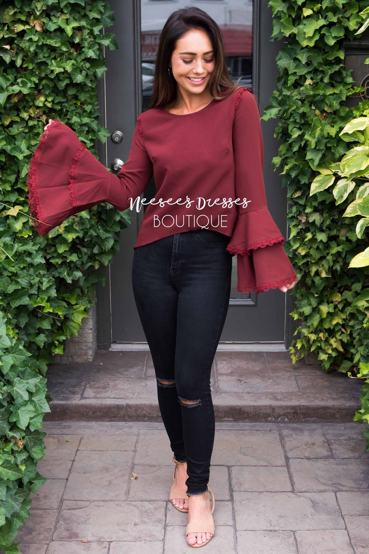 Over the Moon Bell Sleeve Top Tops vendor-unknown