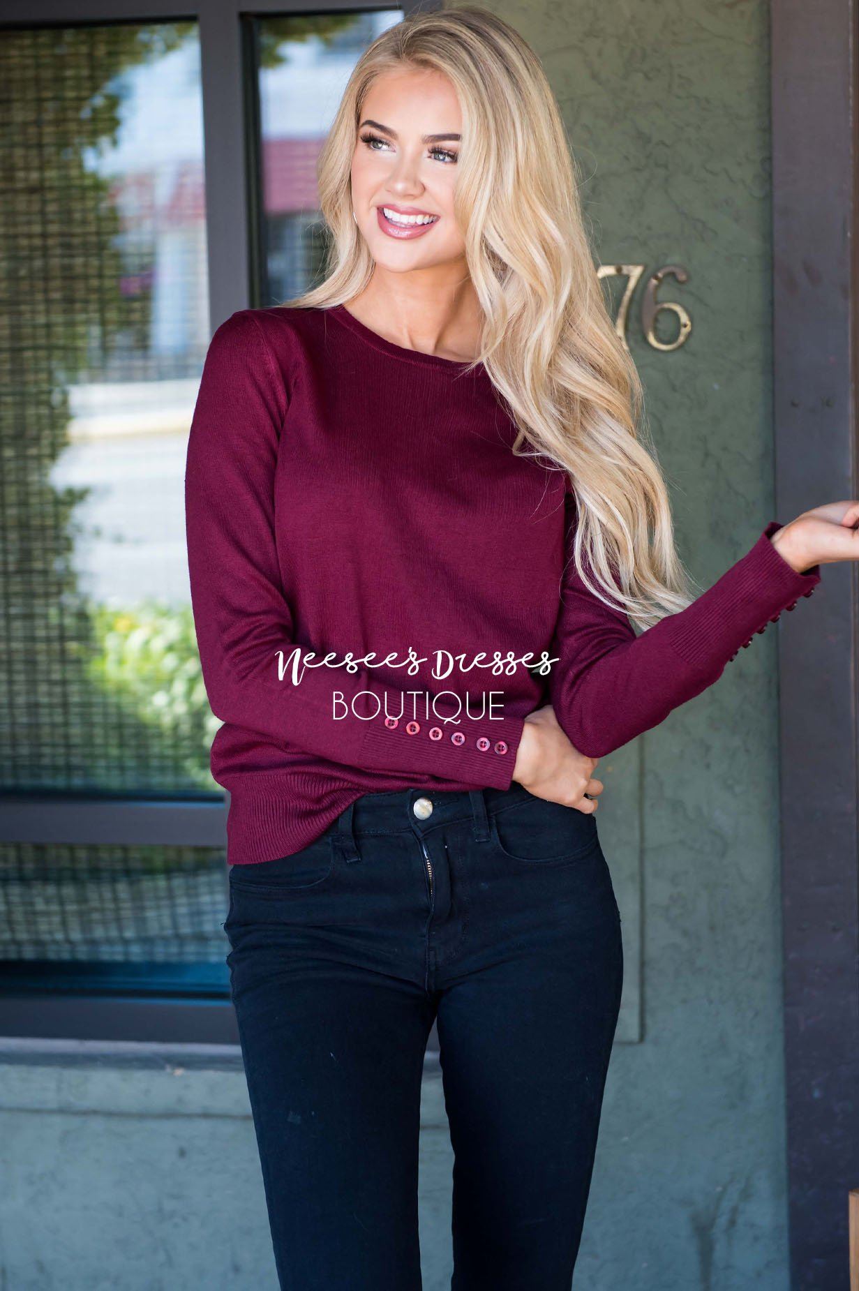 In Love with Fall Button Sleeve Sweater Tops vendor-unknown