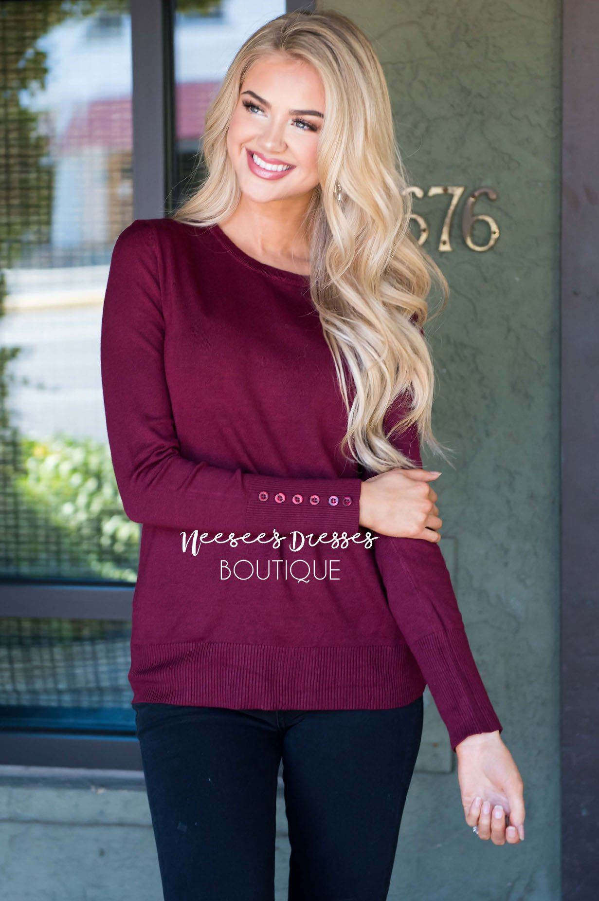 In Love with Fall Button Sleeve Sweater Tops vendor-unknown