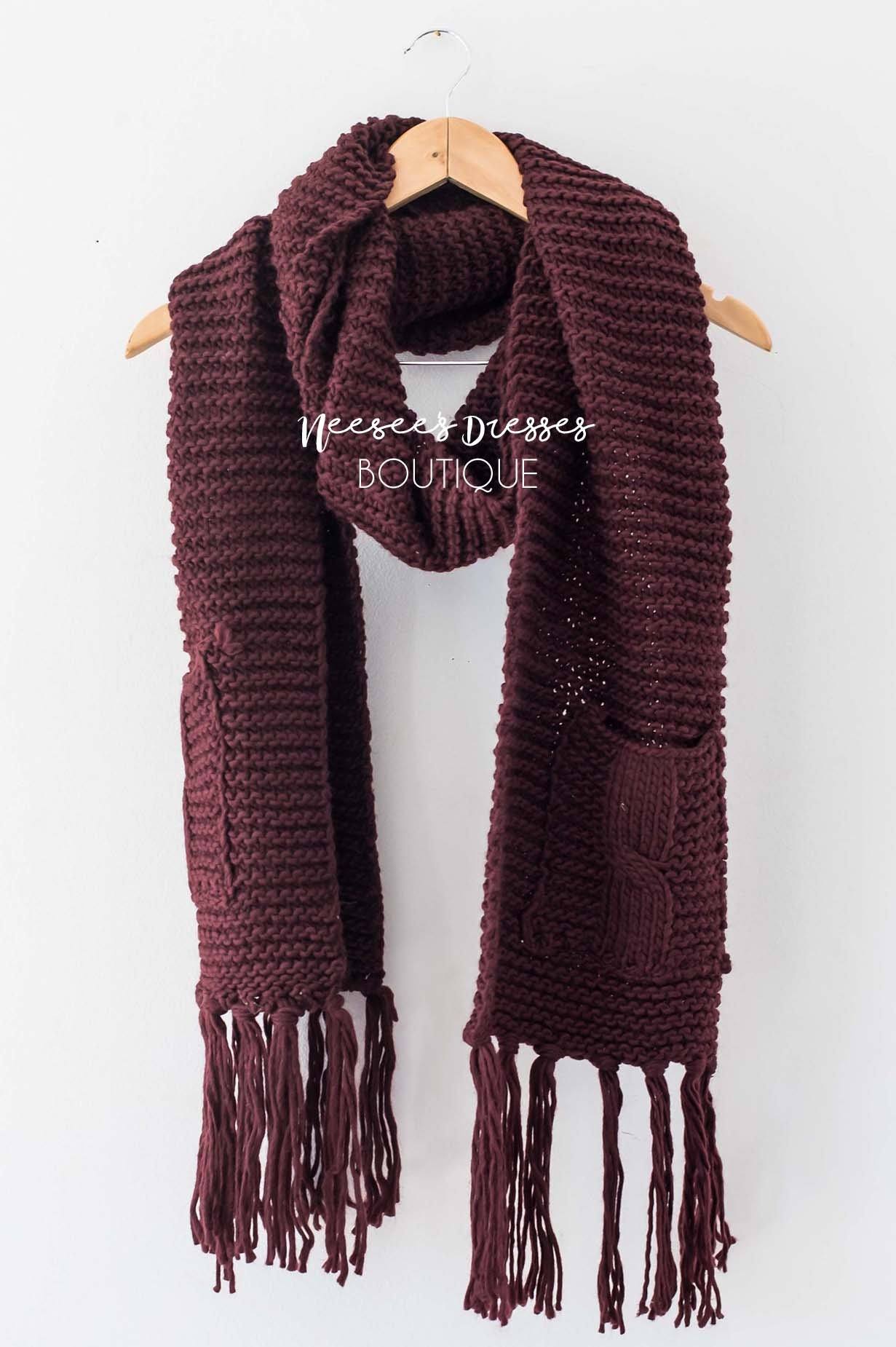 Chunky Knit Pocket Tassel Scarf Accessories & Shoes Leto Accessories