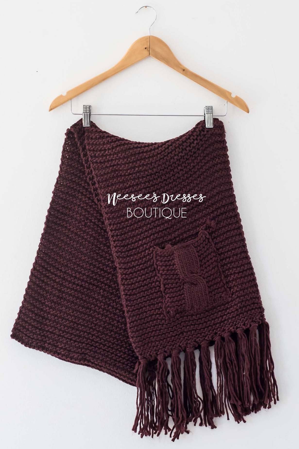 Chunky Knit Pocket Tassel Scarf Accessories & Shoes Leto Accessories