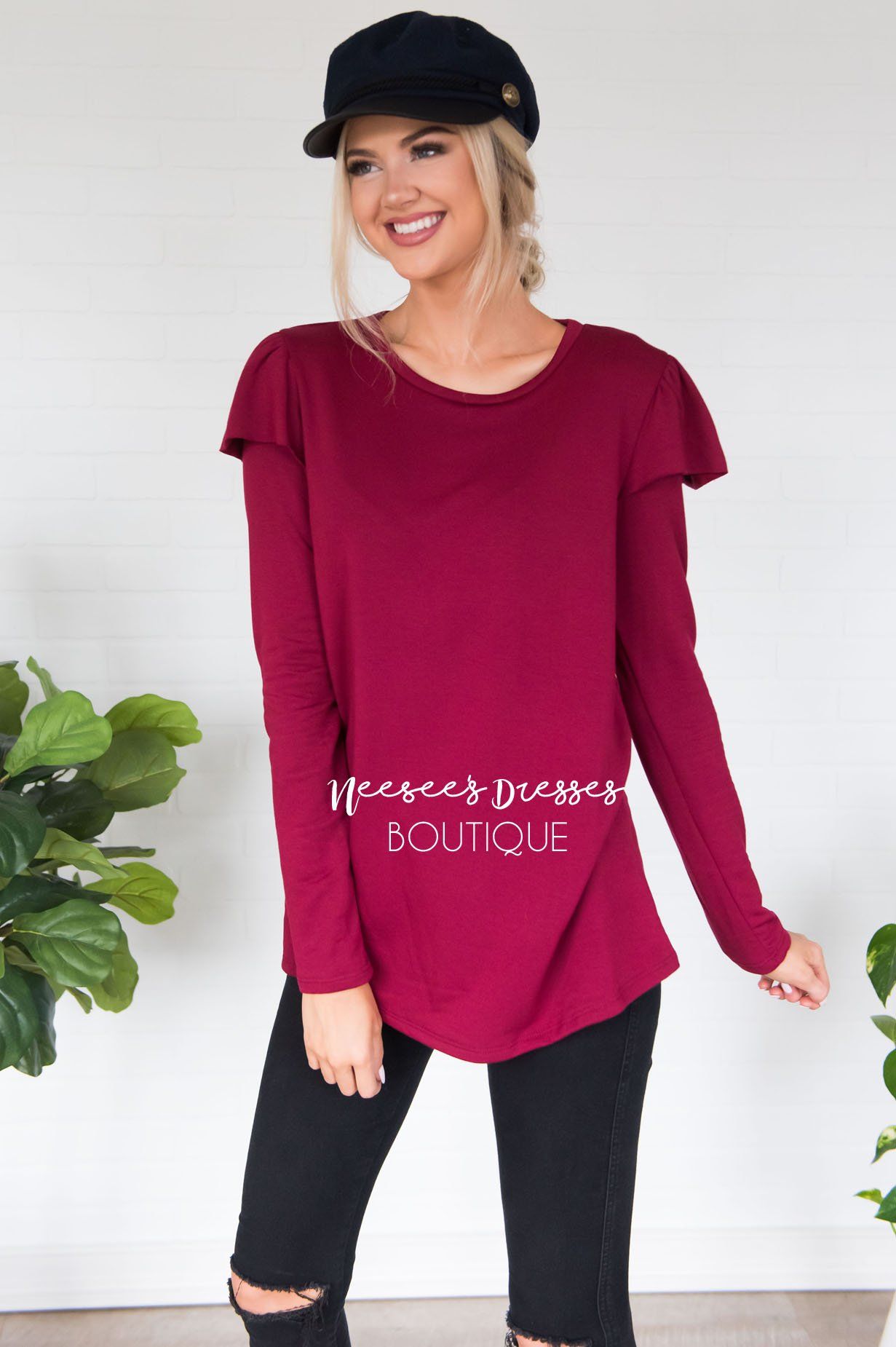 You're So Beautiful Ruffle Sleeve Top Modest Dresses vendor-unknown