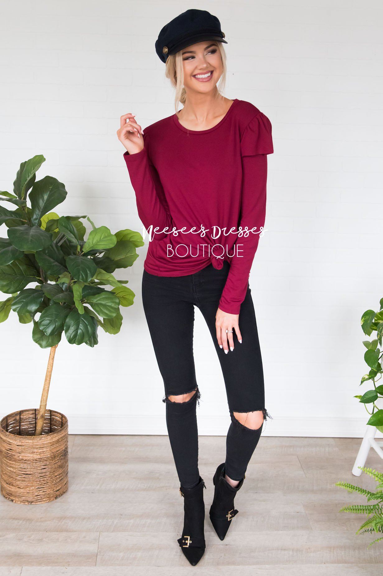 You're So Beautiful Ruffle Sleeve Top Modest Dresses vendor-unknown