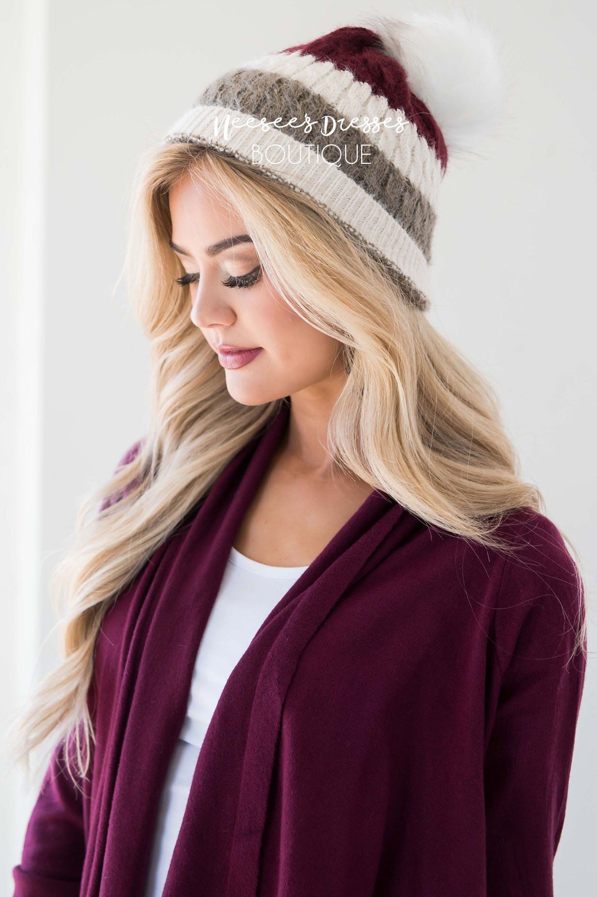 Chase My Heart Mohair Striped Beanie Accessories & Shoes Hana