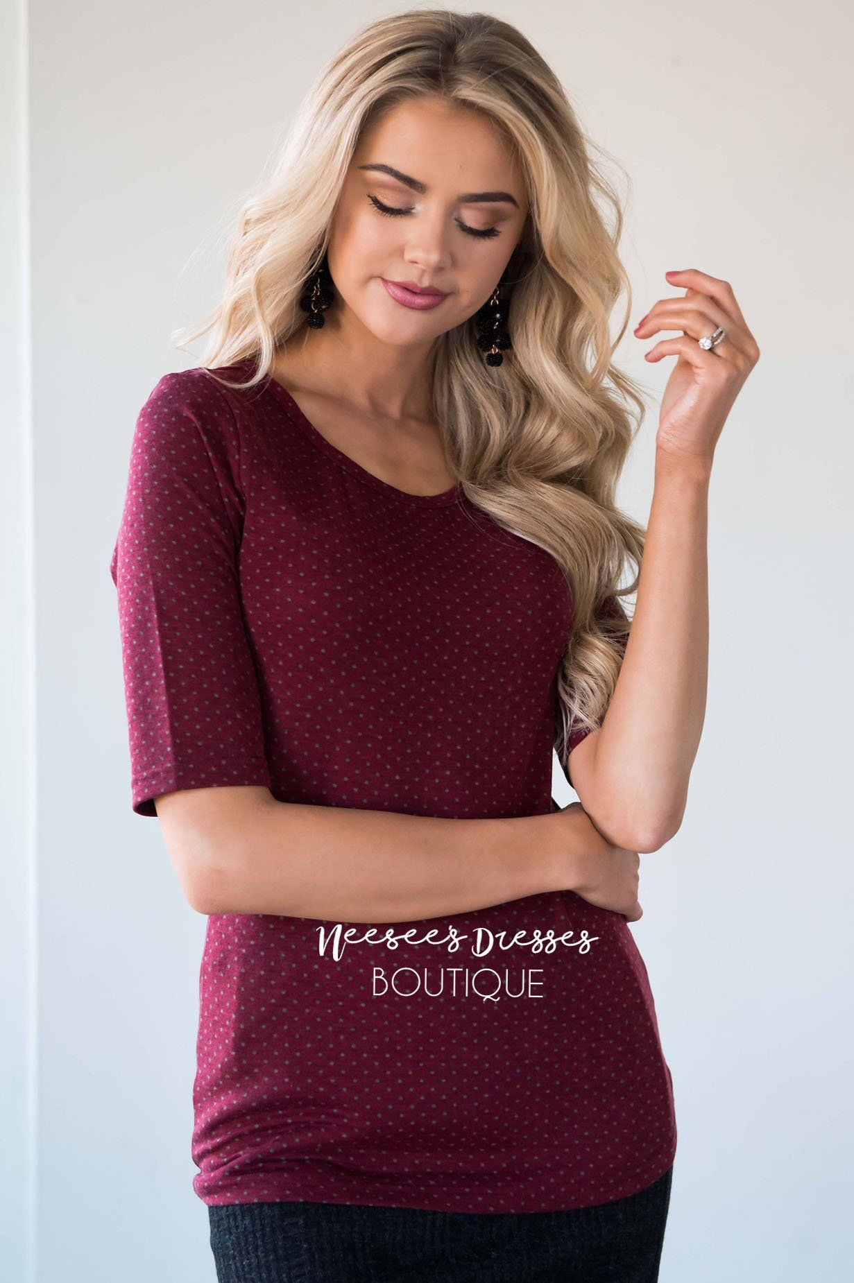 Polka Dot Half Sleeve Top Tops vendor-unknown