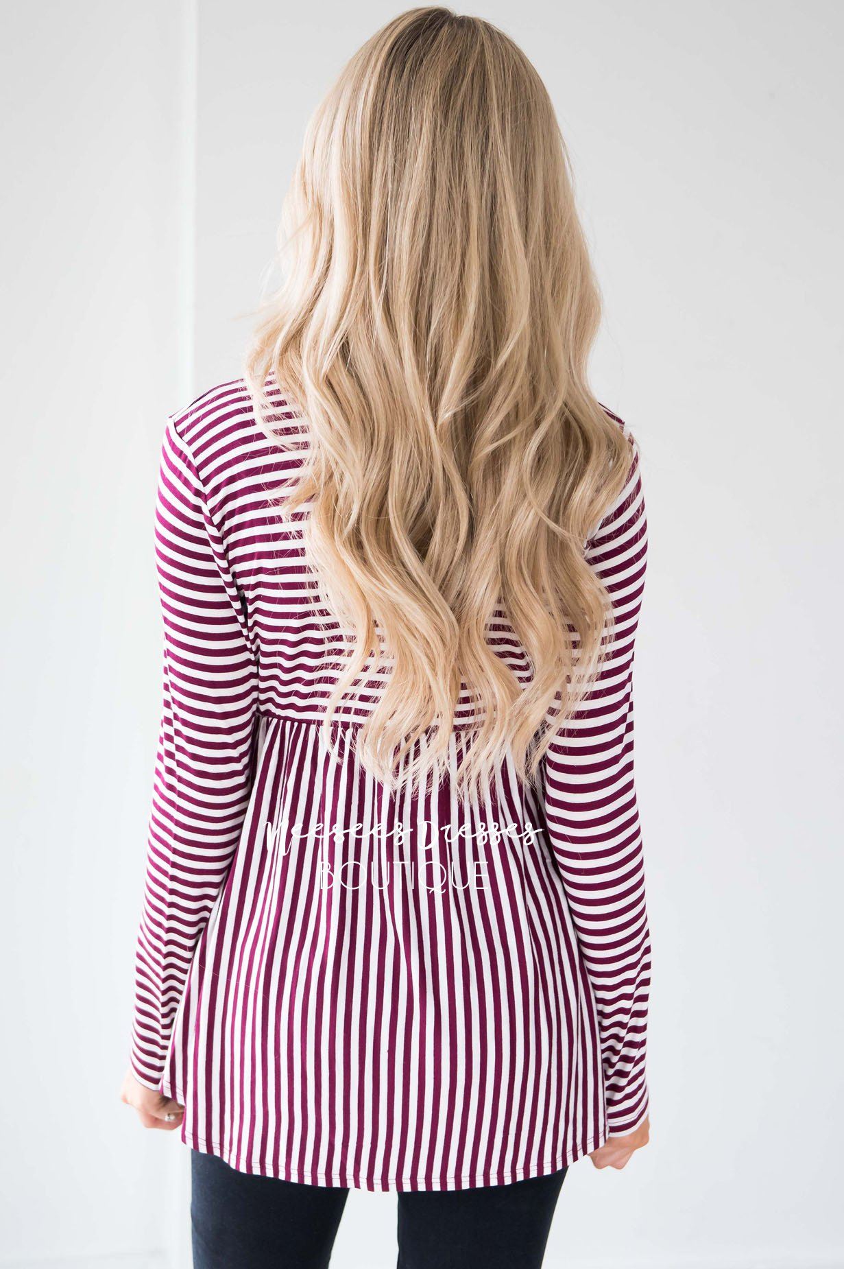 Down Town Dreams Striped Babydoll Top Tops vendor-unknown