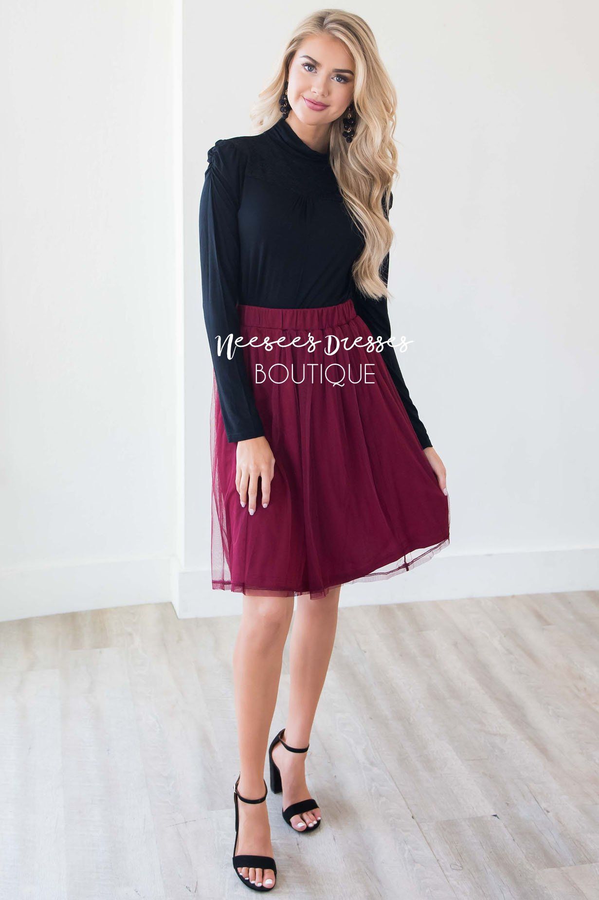 Turtle Neck Lace Yoke Long Sleeve Top Tops vendor-unknown