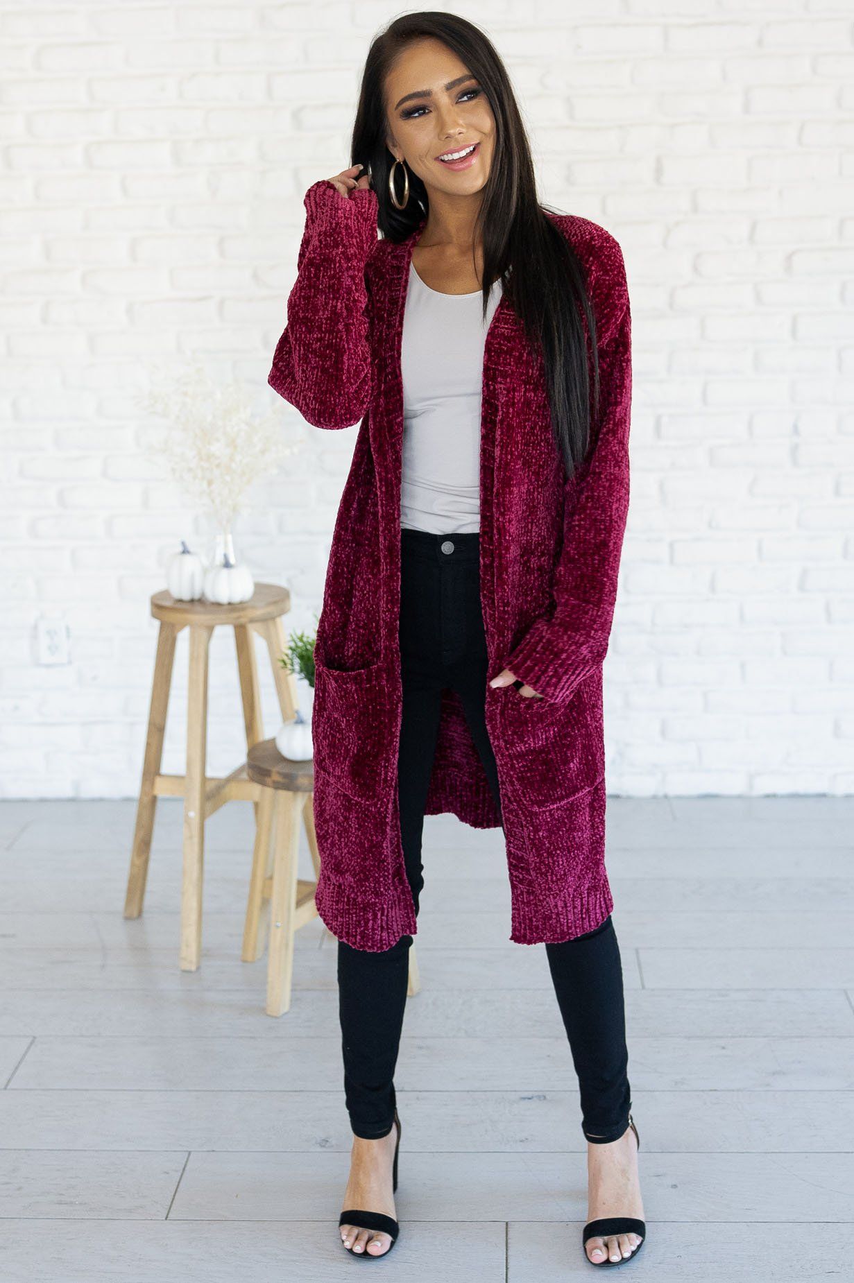 Living My Best Style Chenille Cardigan Modest Dresses vendor-unknown