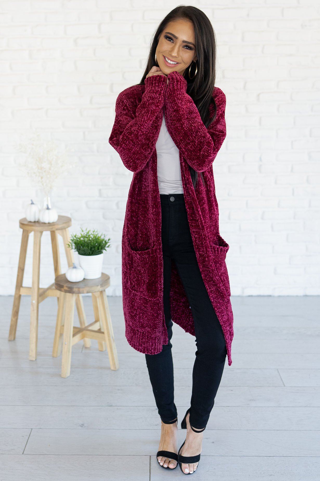 Living My Best Style Chenille Cardigan Modest Dresses vendor-unknown