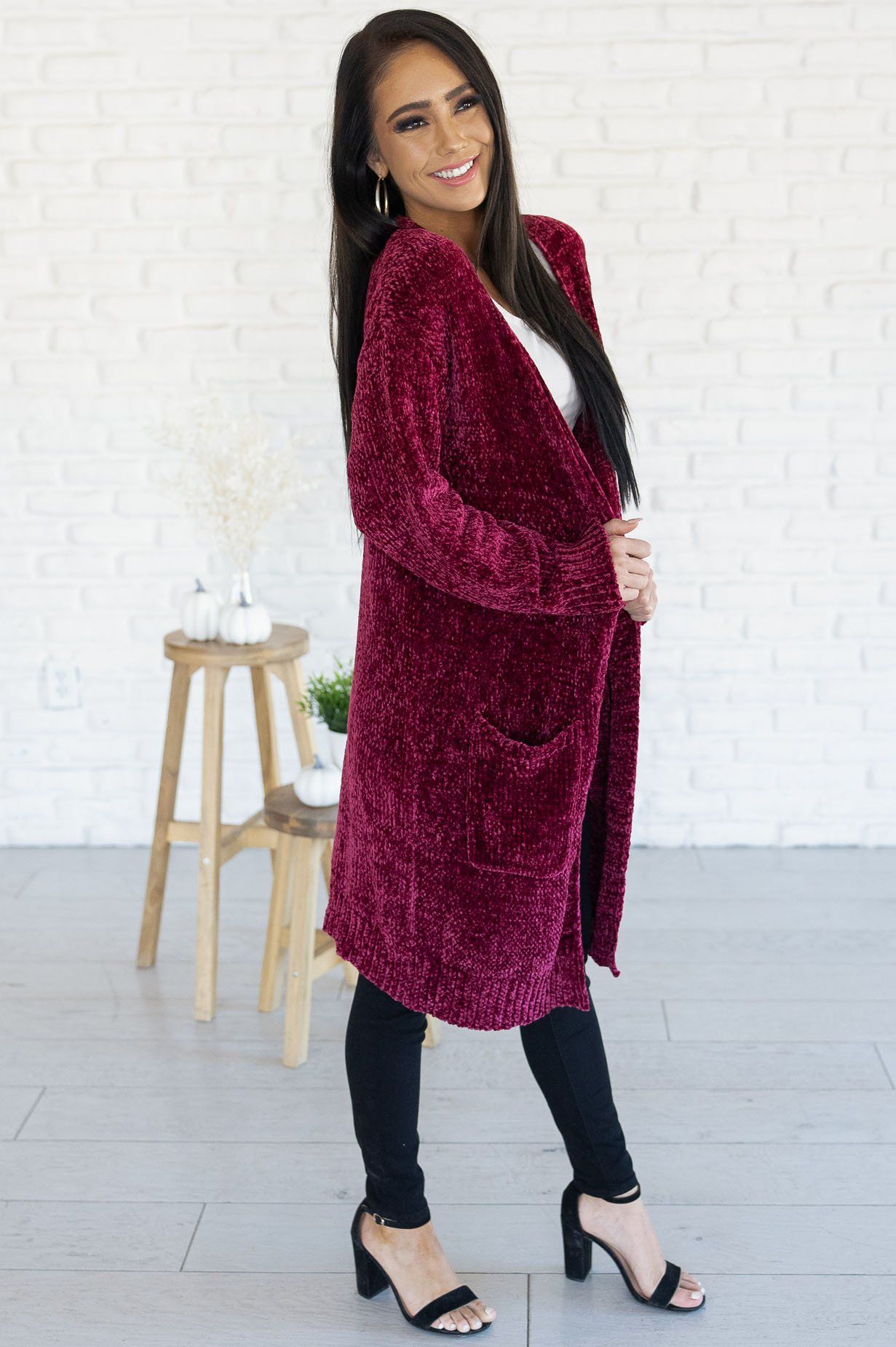 Living My Best Style Chenille Cardigan Modest Dresses vendor-unknown