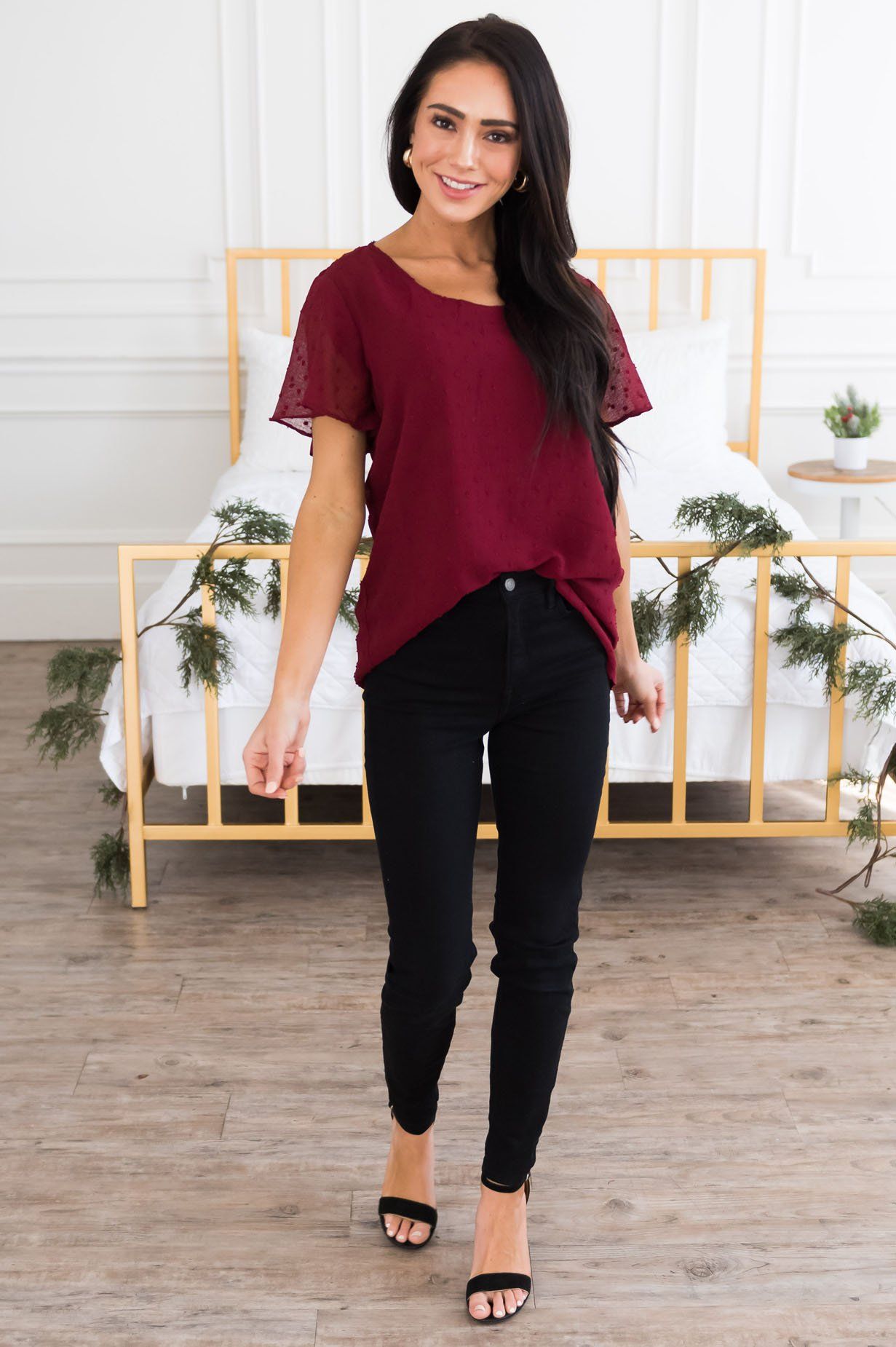 Gorgeous Swiss Dot Blouse Tops vendor-unknown