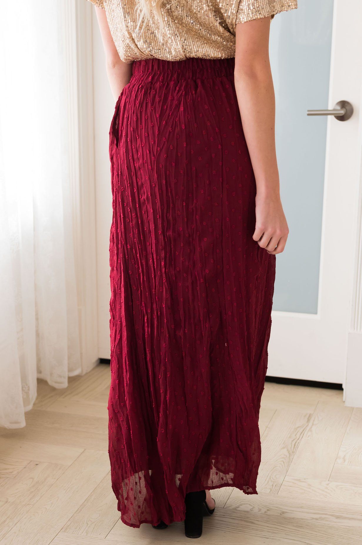 Spring Garden Swiss Dot Skirt Modest Dresses vendor-unknown