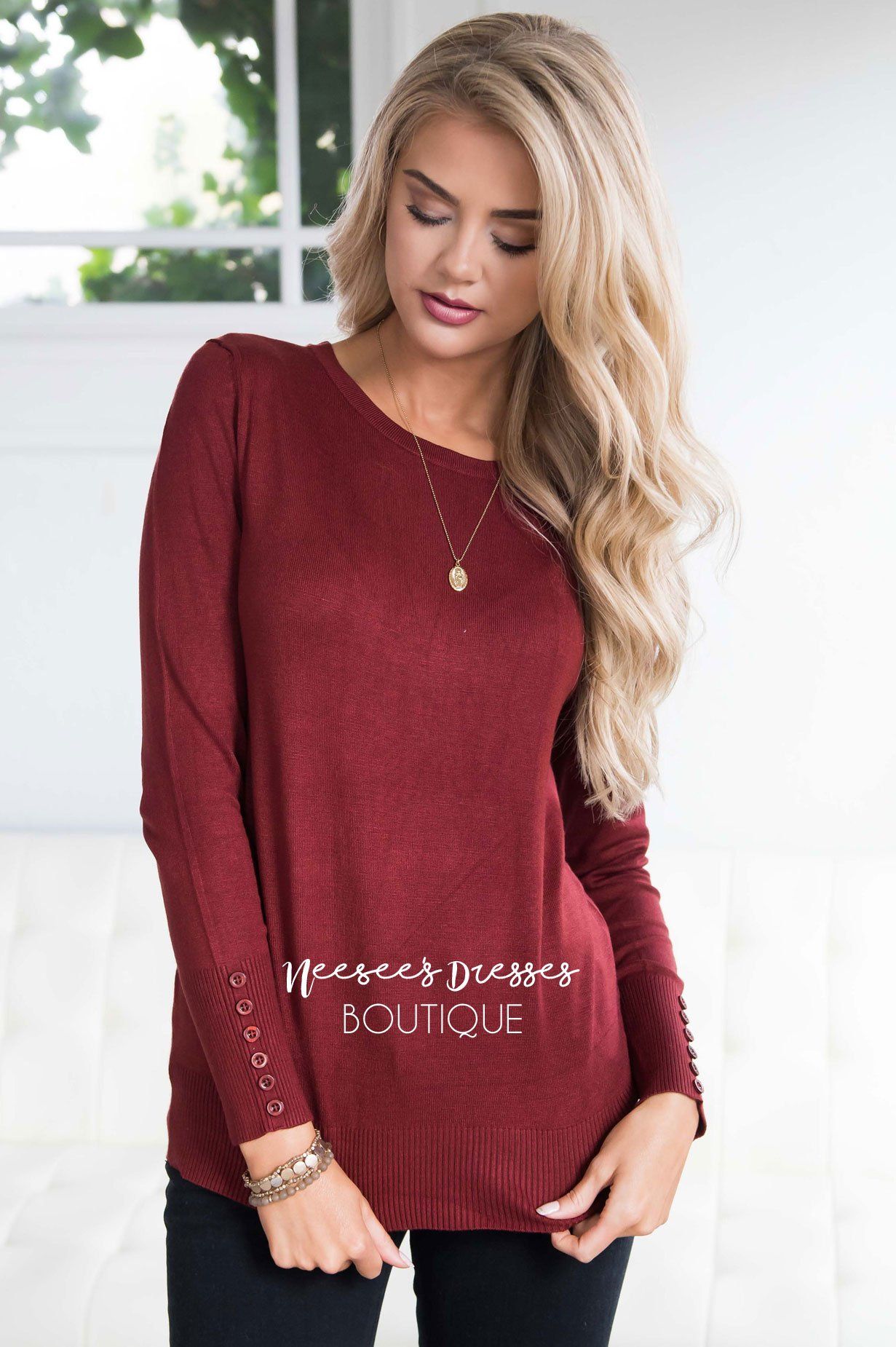 In Love with Fall Button Sleeve Sweater Tops vendor-unknown