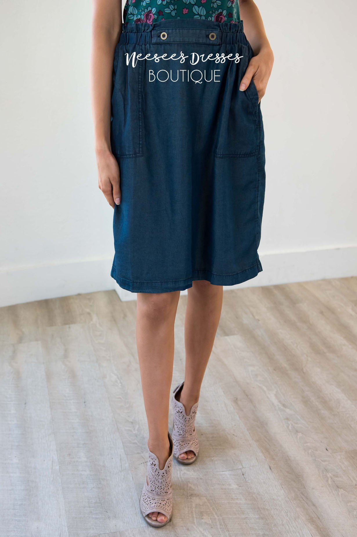 Chase Away My Blues Button Trim Skirt Skirts vendor-unknown