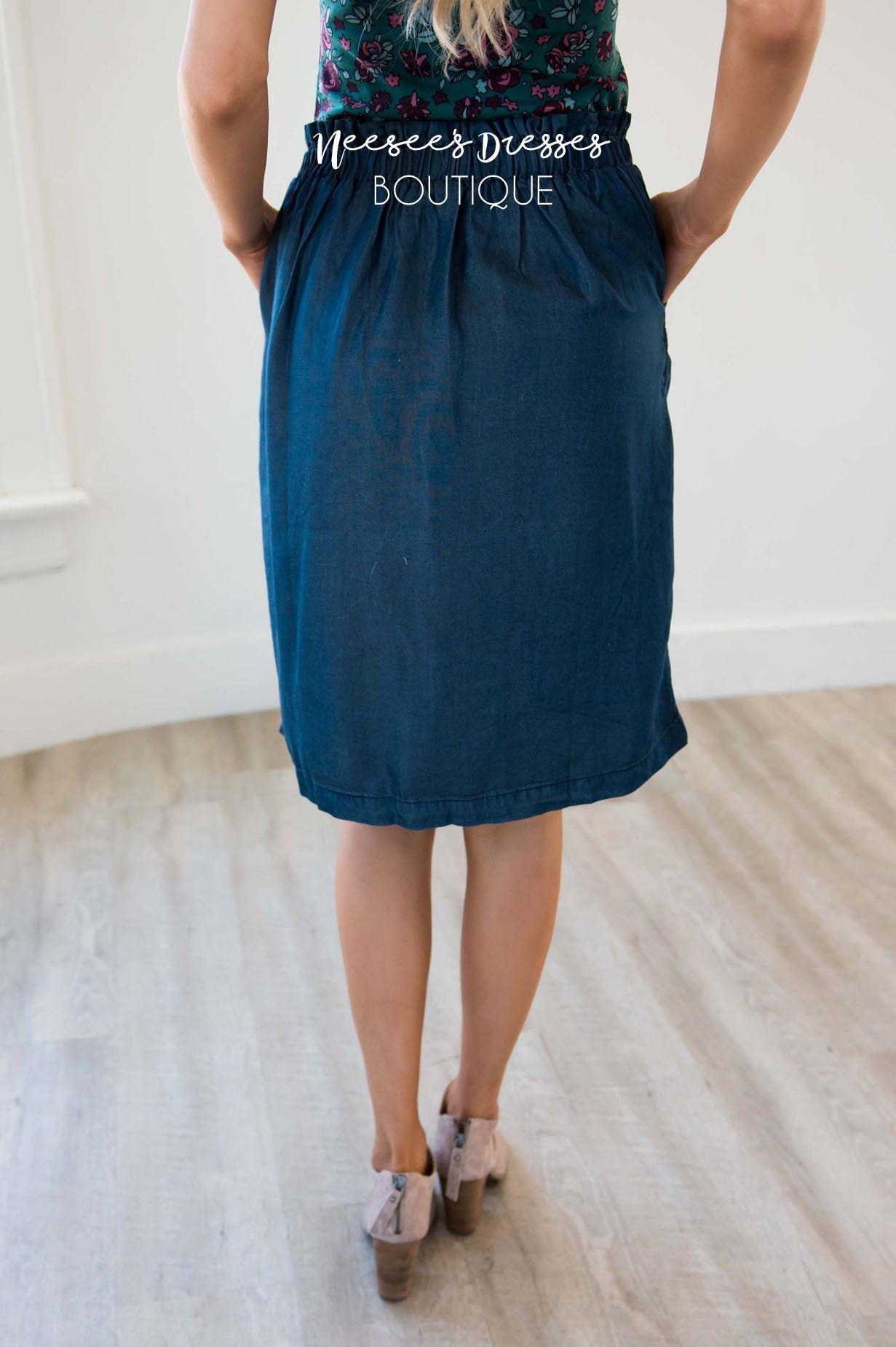 Chase Away My Blues Button Trim Skirt Skirts vendor-unknown