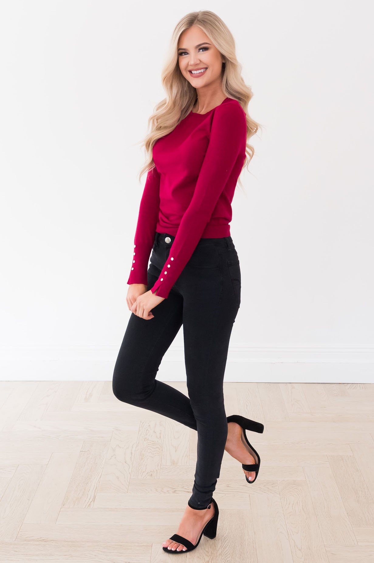 All About The Details Modest Sweater Tops vendor-unknown