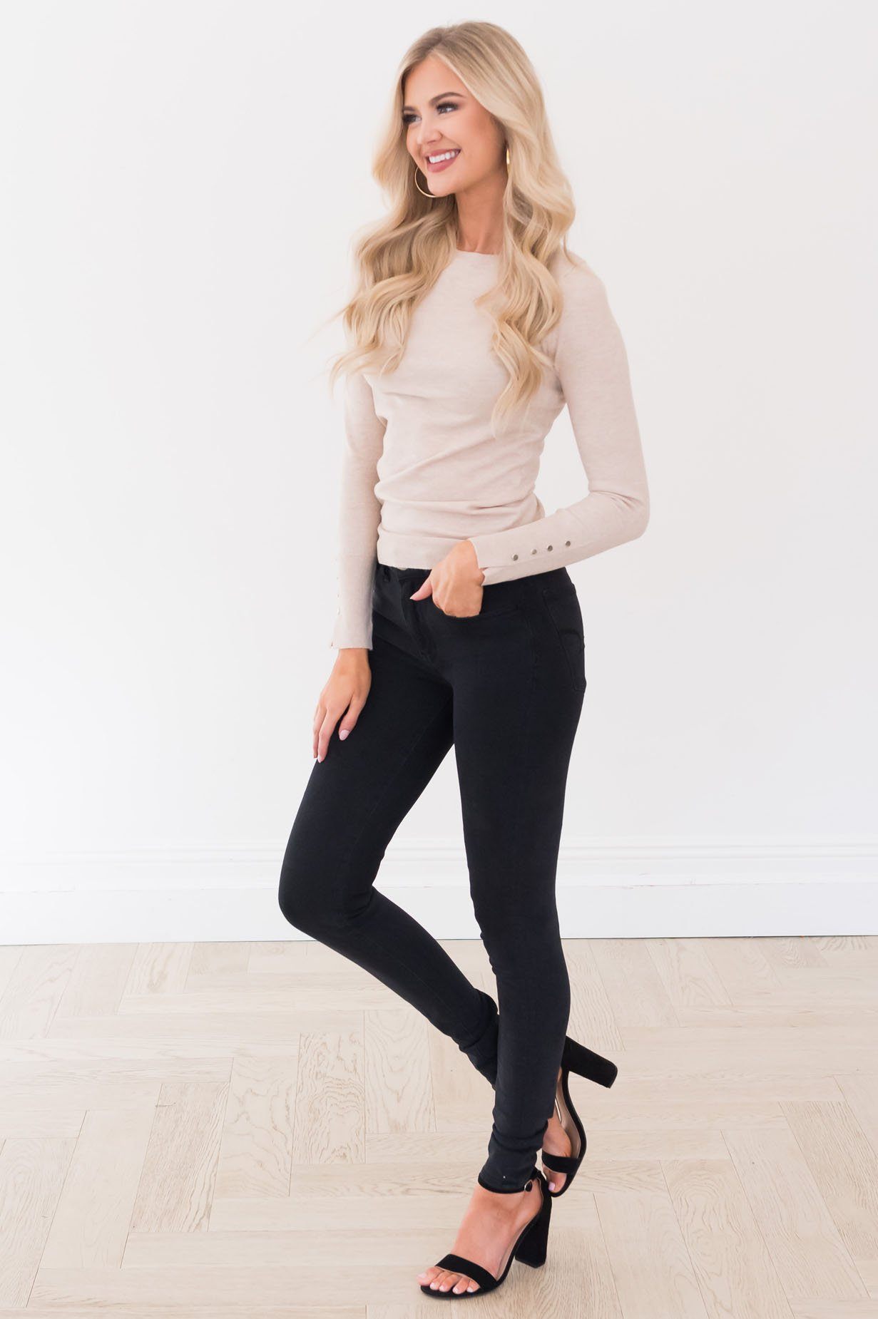 All About The Details Modest Sweater Tops vendor-unknown