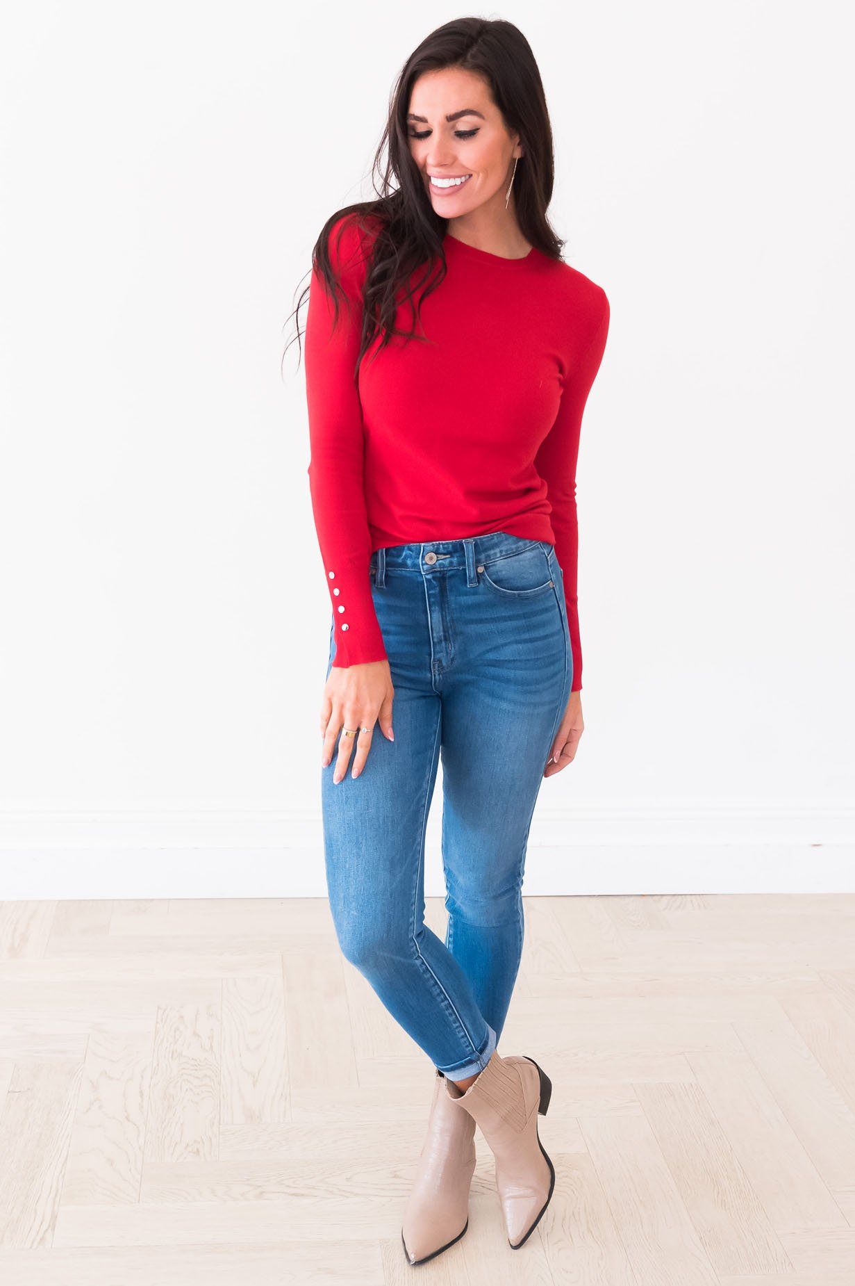 All About The Details Modest Sweater Tops vendor-unknown