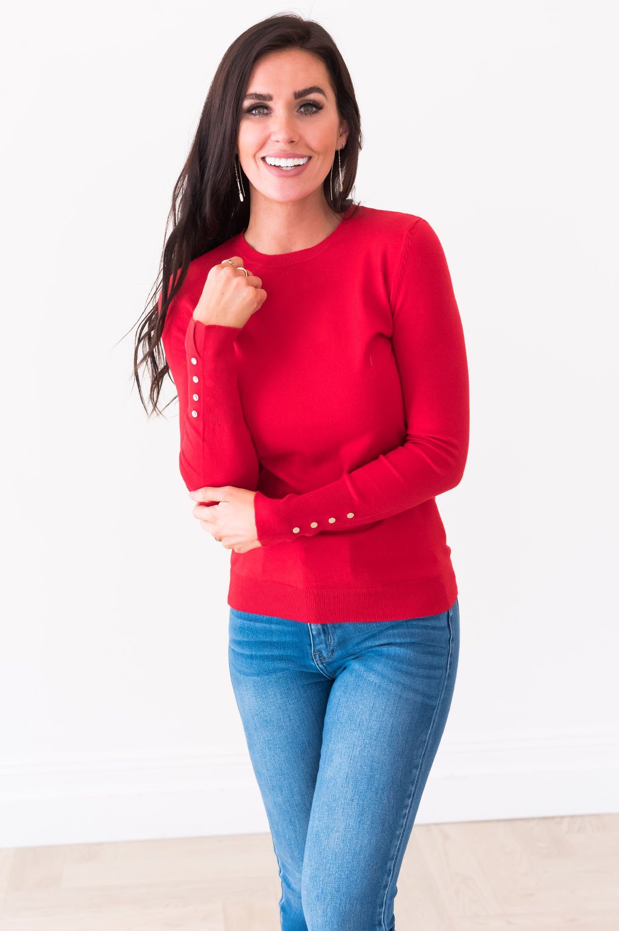 All About The Details Modest Sweater Tops vendor-unknown