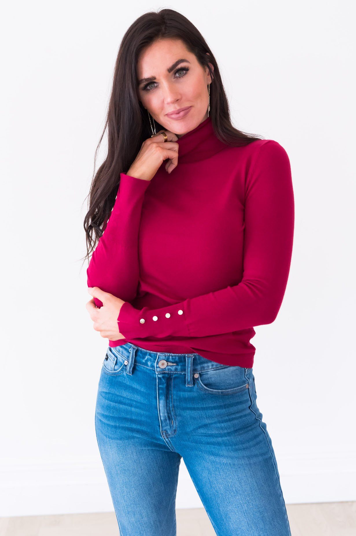 All About The Details Modest Turtleneck Tops vendor-unknown