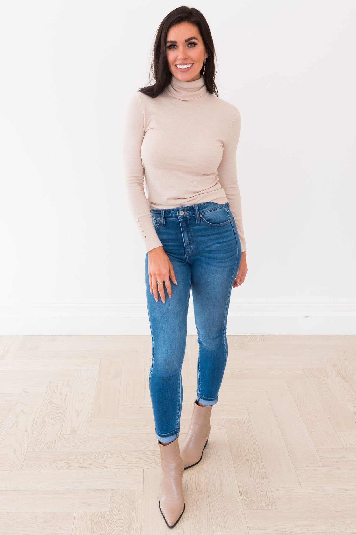 All About The Details Modest Turtleneck Tops vendor-unknown