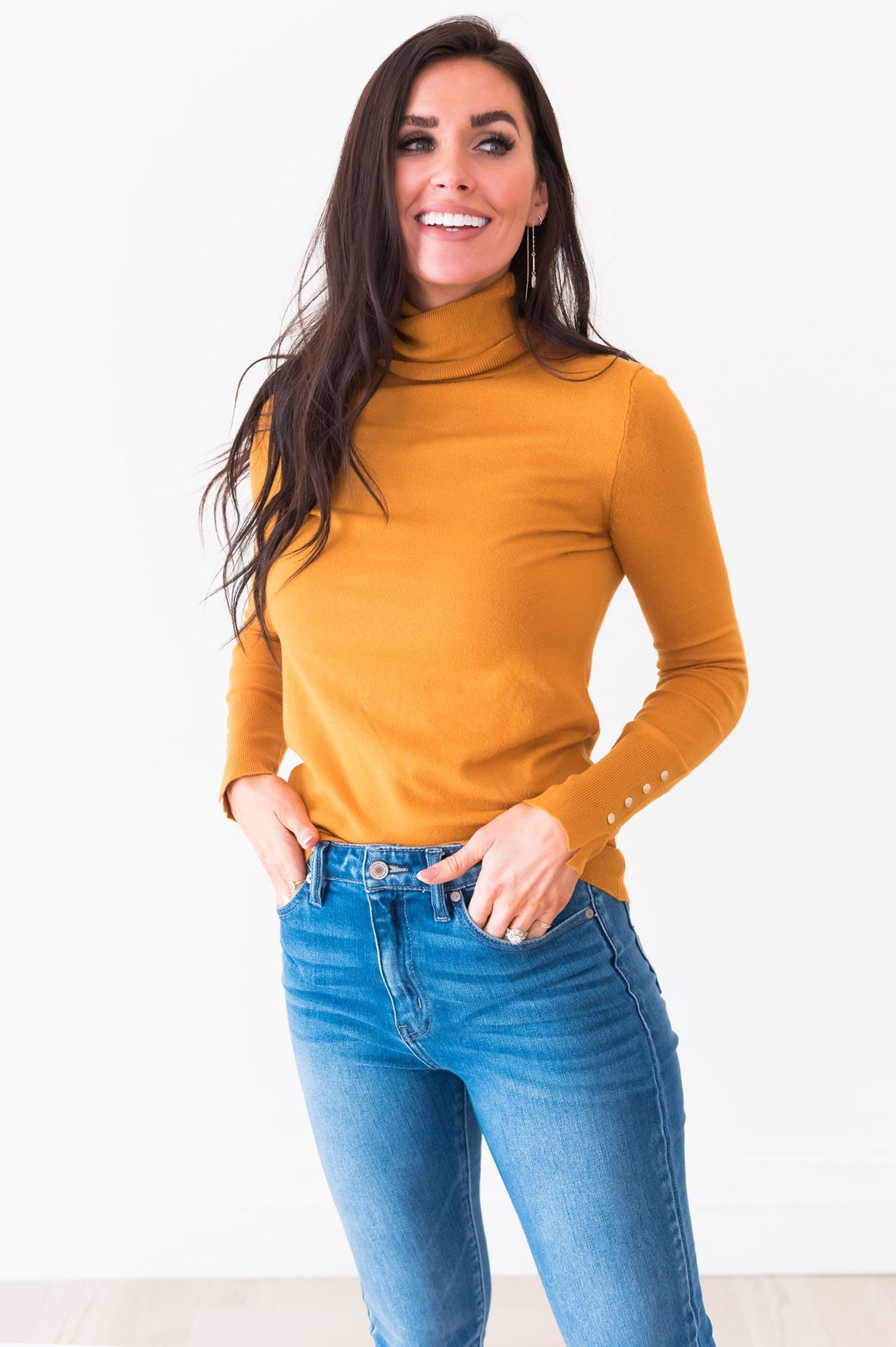 All About The Details Modest Turtleneck Tops vendor-unknown