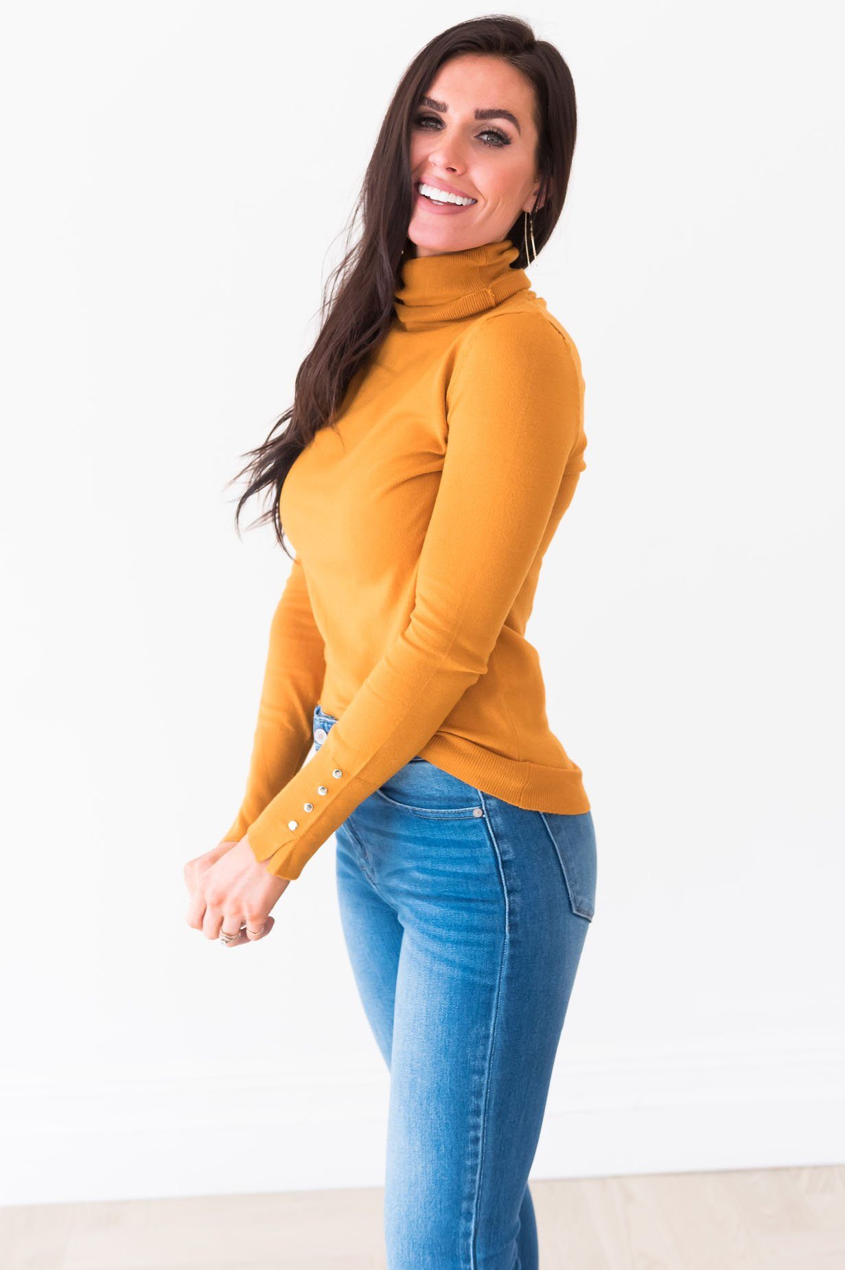 All About The Details Modest Turtleneck Tops vendor-unknown