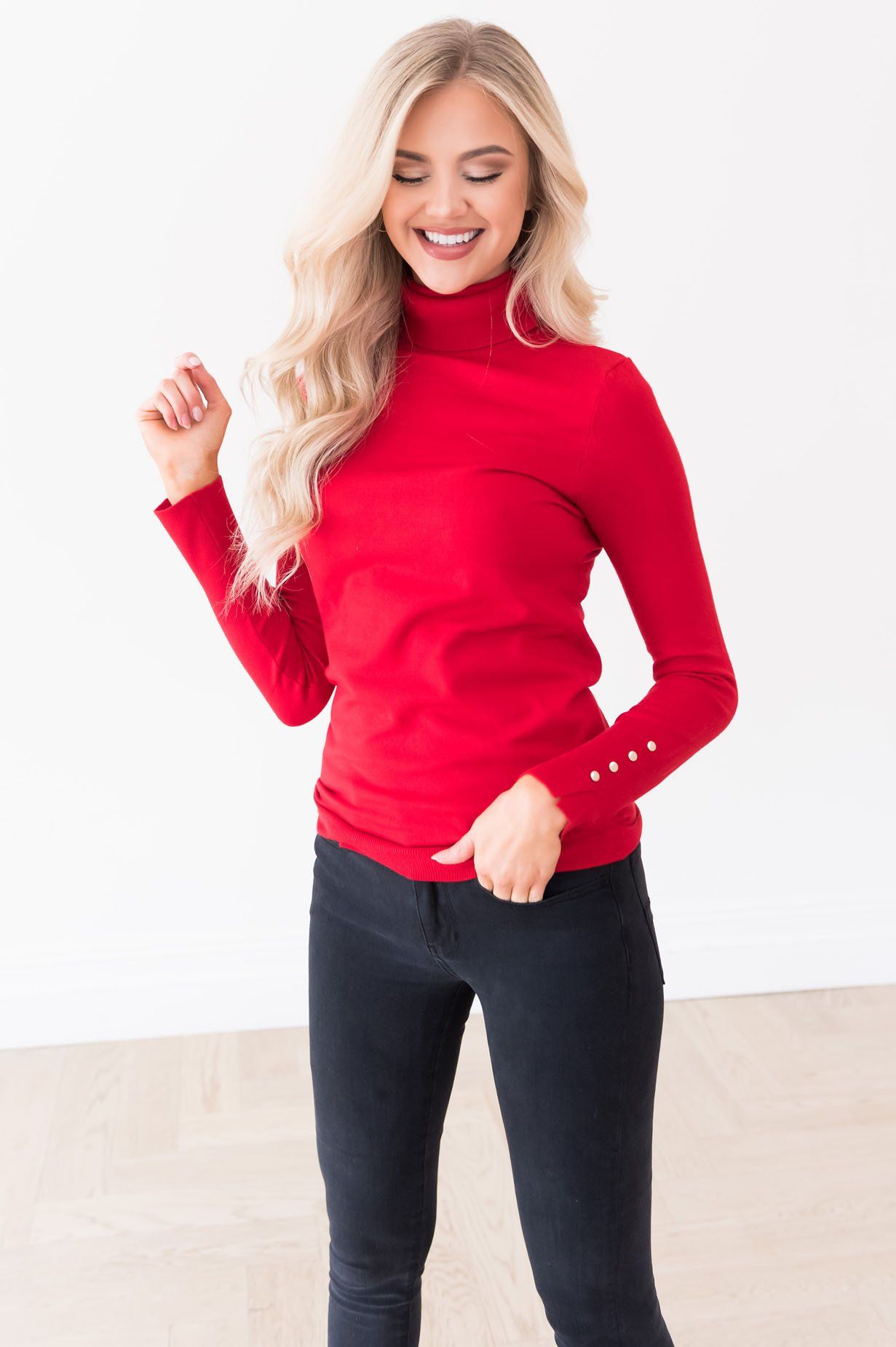 All About The Details Modest Turtleneck Tops vendor-unknown