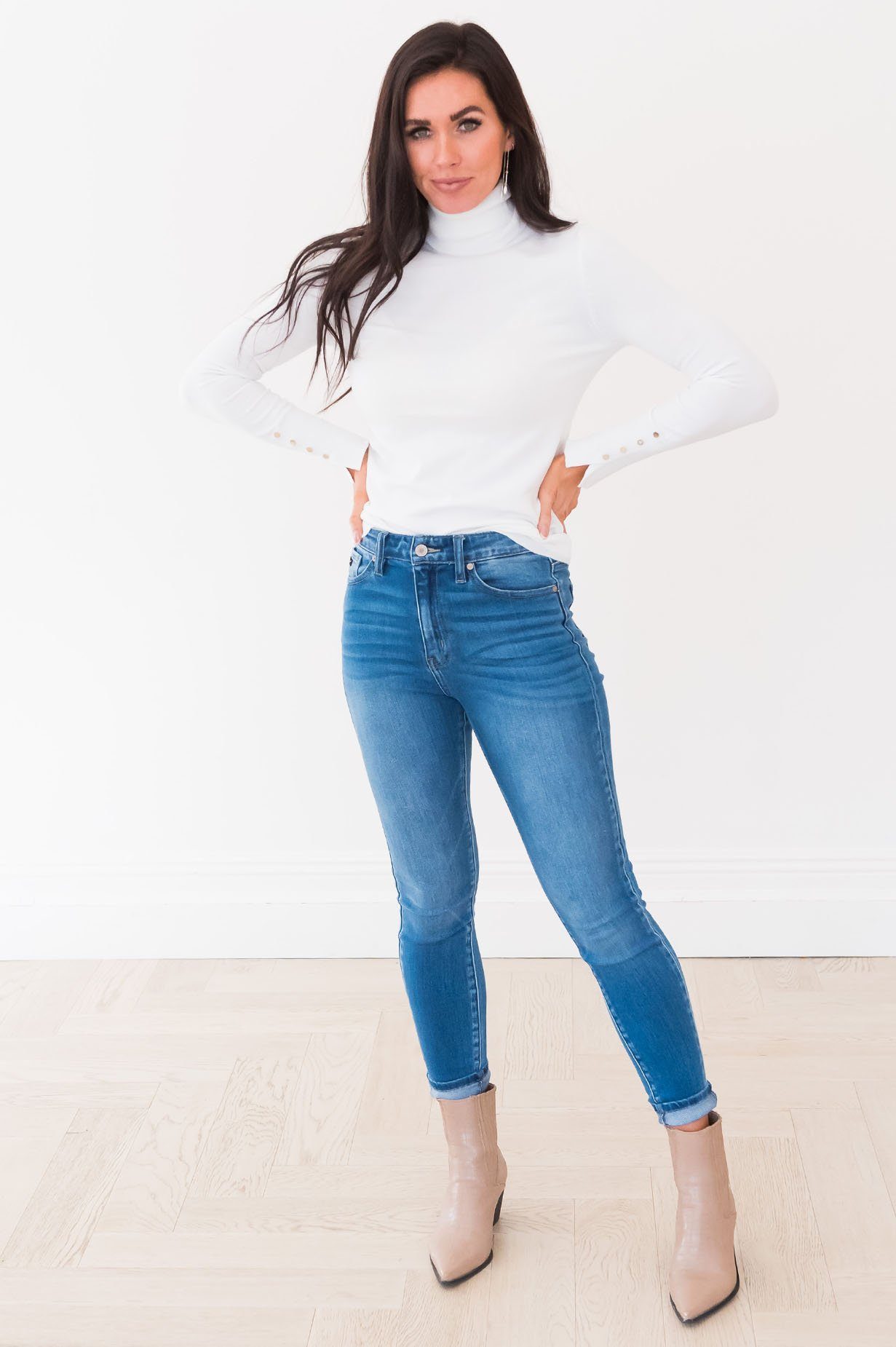 All About The Details Modest Turtleneck Tops vendor-unknown