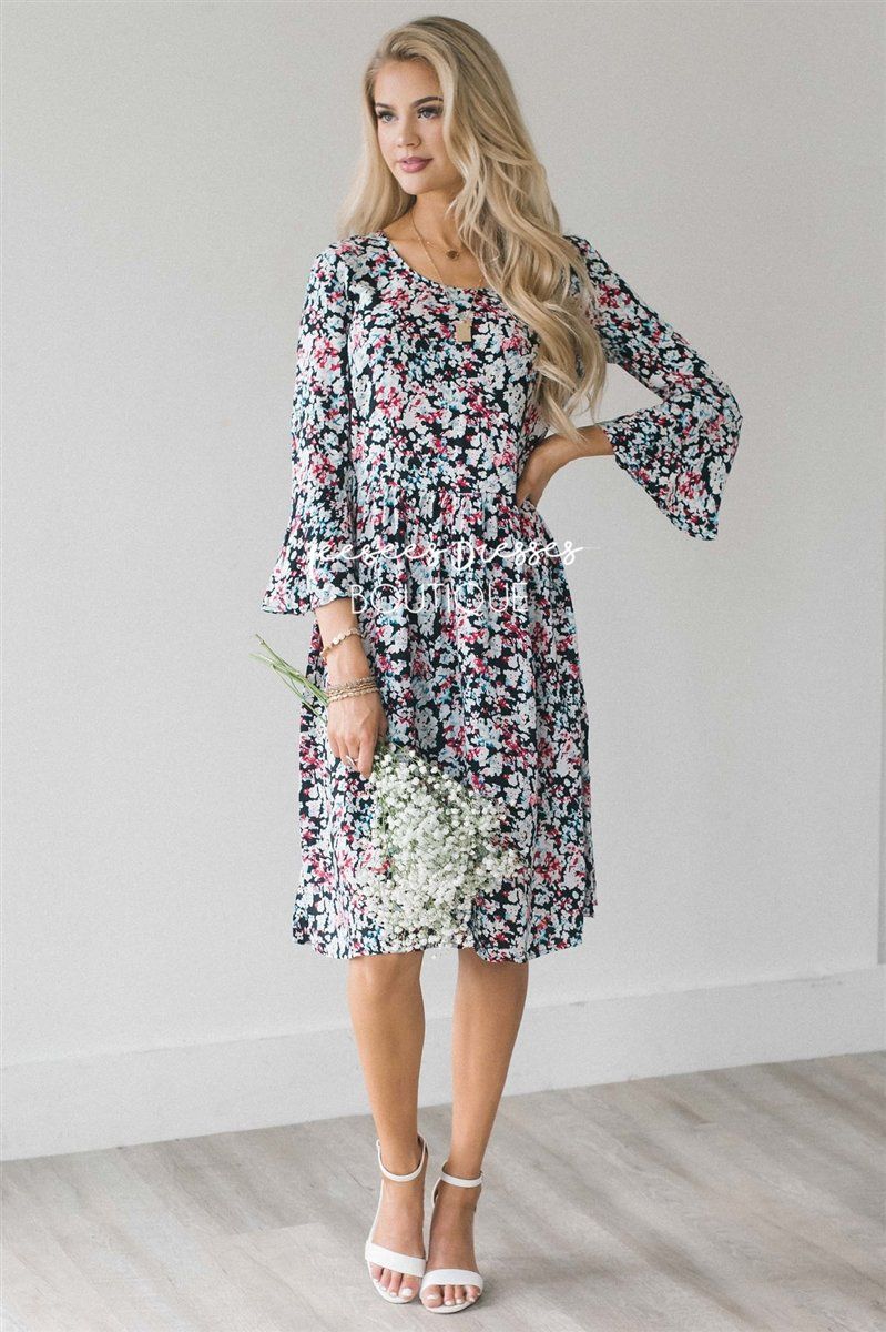 The Robin Modest Dresses vendor-unknown Colorful Floral Garden XS
