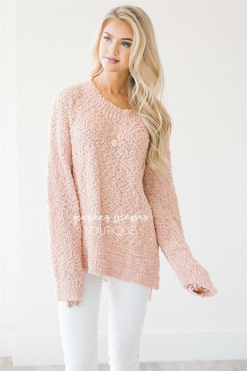 Cozy Fall Popcorn Pullover Round Neck Sweater Tops vendor-unknown